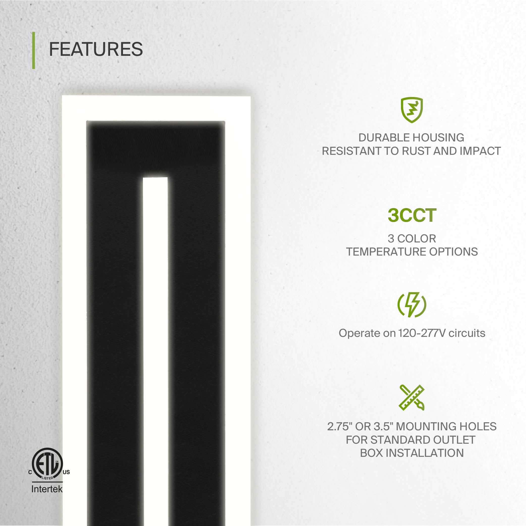 ASD LED Wall Light Fixture 48 Inch 36W 2100LM Dimmable Waterproof Black A-LWS27C-48D36BK