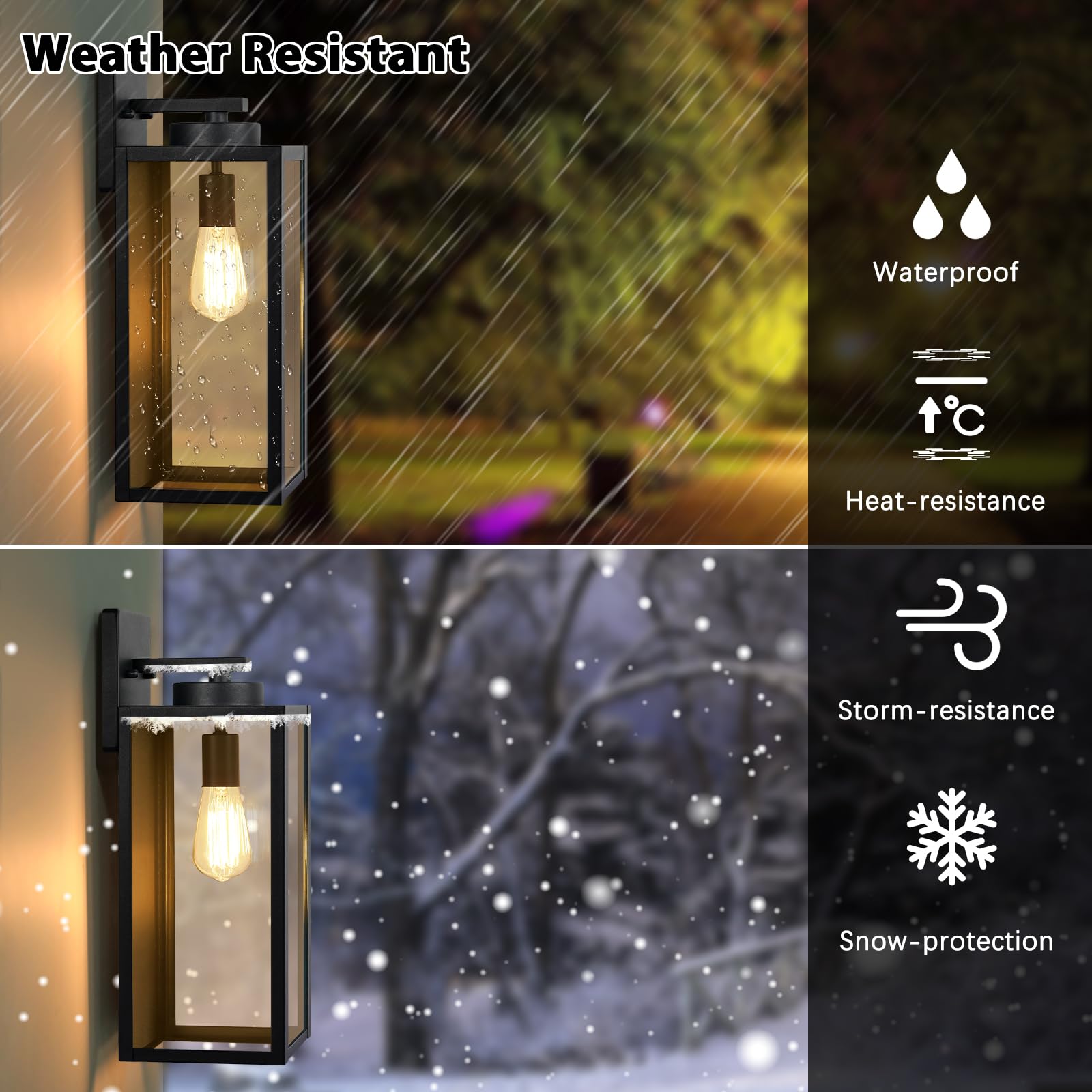 Large Size Outdoor Wall Light Fixtures, Exterior Lighting Fixtures Porch Sconces Wall Mounted, Waterproof Black Outdoor Wall Lanterns Lamps, Outside Lights For House Patio Front Door Entryway, 2-Pack