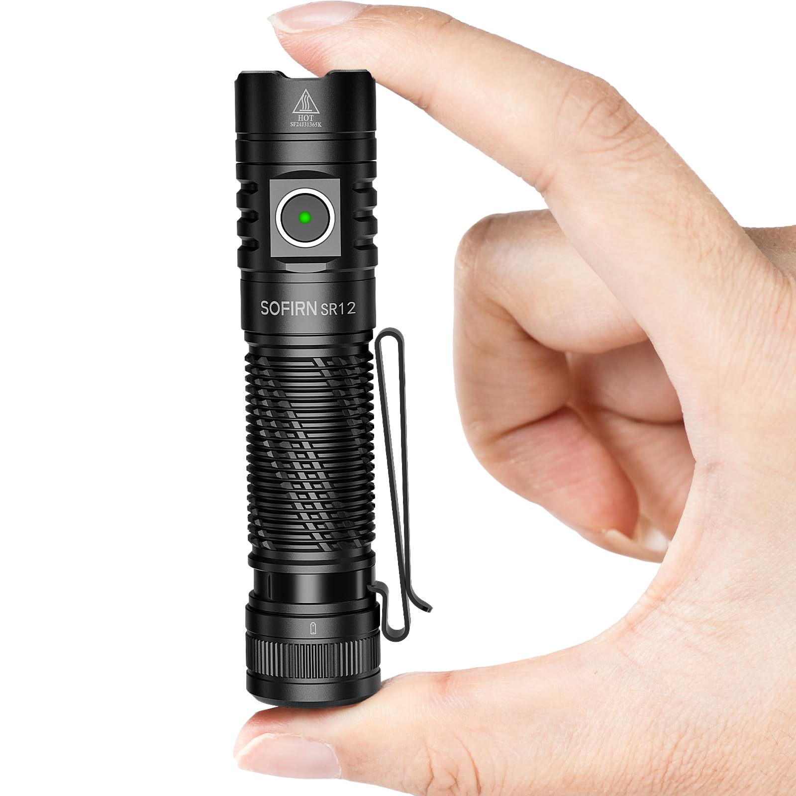 Pocket Flashlight Rechargeable LED Light - Sofirn SR12 Small Flashlights Powerful, Bright EDC Light, 1300ft Long Throw Magnetic 