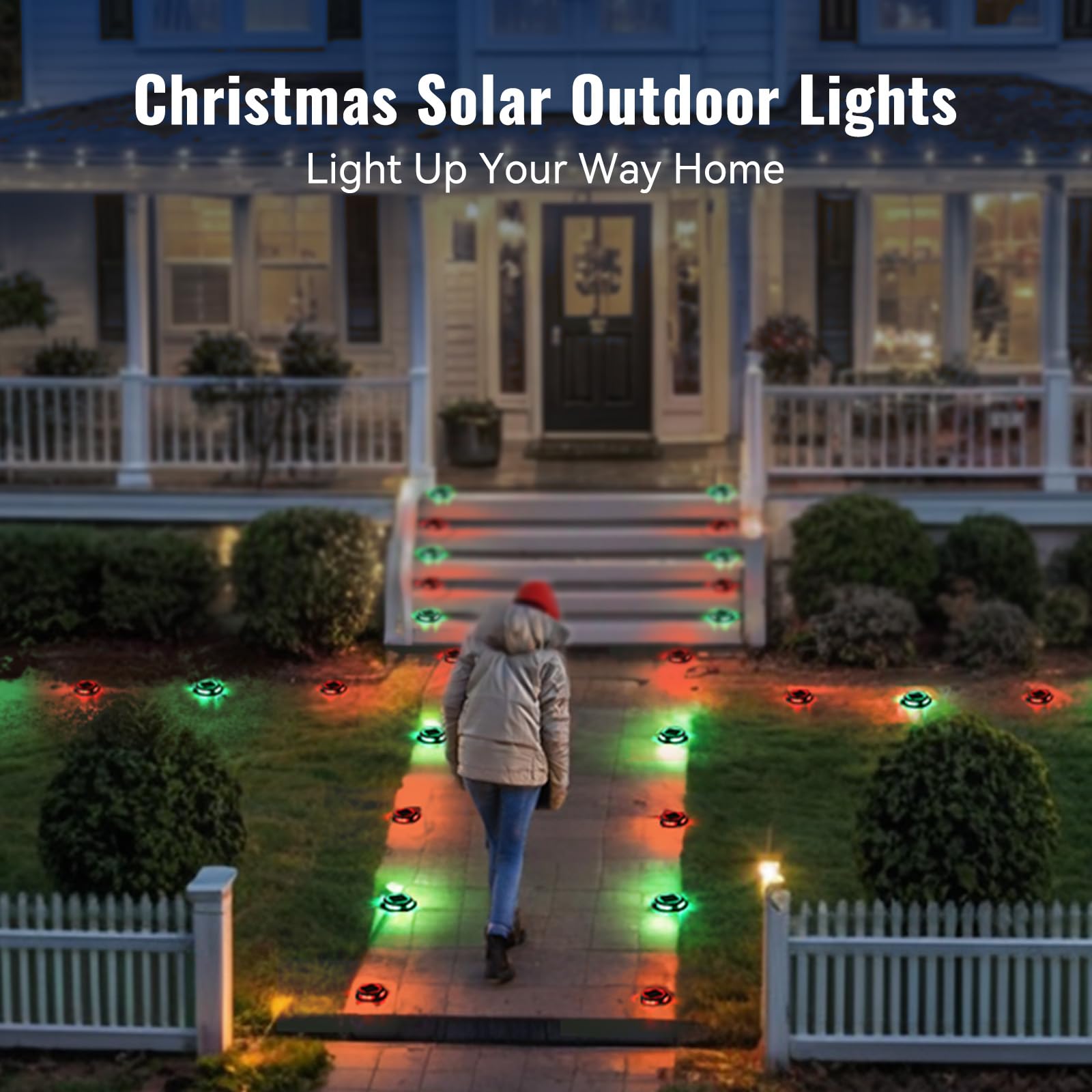 FabStyl Solar Driveway Lights 12 Pack, RGB Colors, IP68 Waterproof, 3 Dynamic Modes for Garden, Dock, Step, Walkway Decor