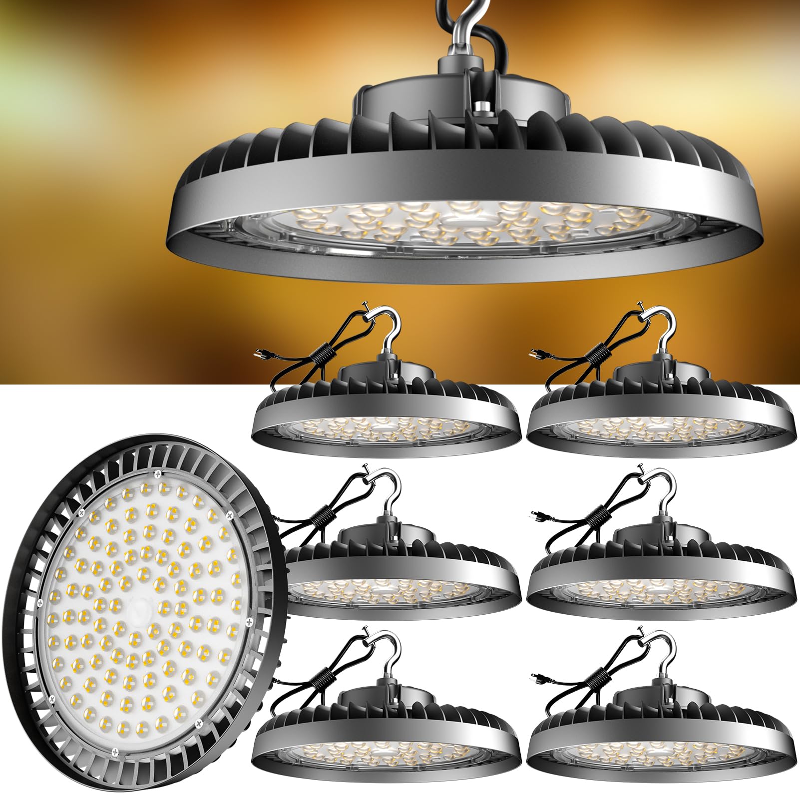 Upgrade 200W High Bay LED Shop Light 30000lm (Eqv.800W MH/HPS) UFO High Bay Lighting, ETL UFO Lights AC100-277V High Bay LED Lig