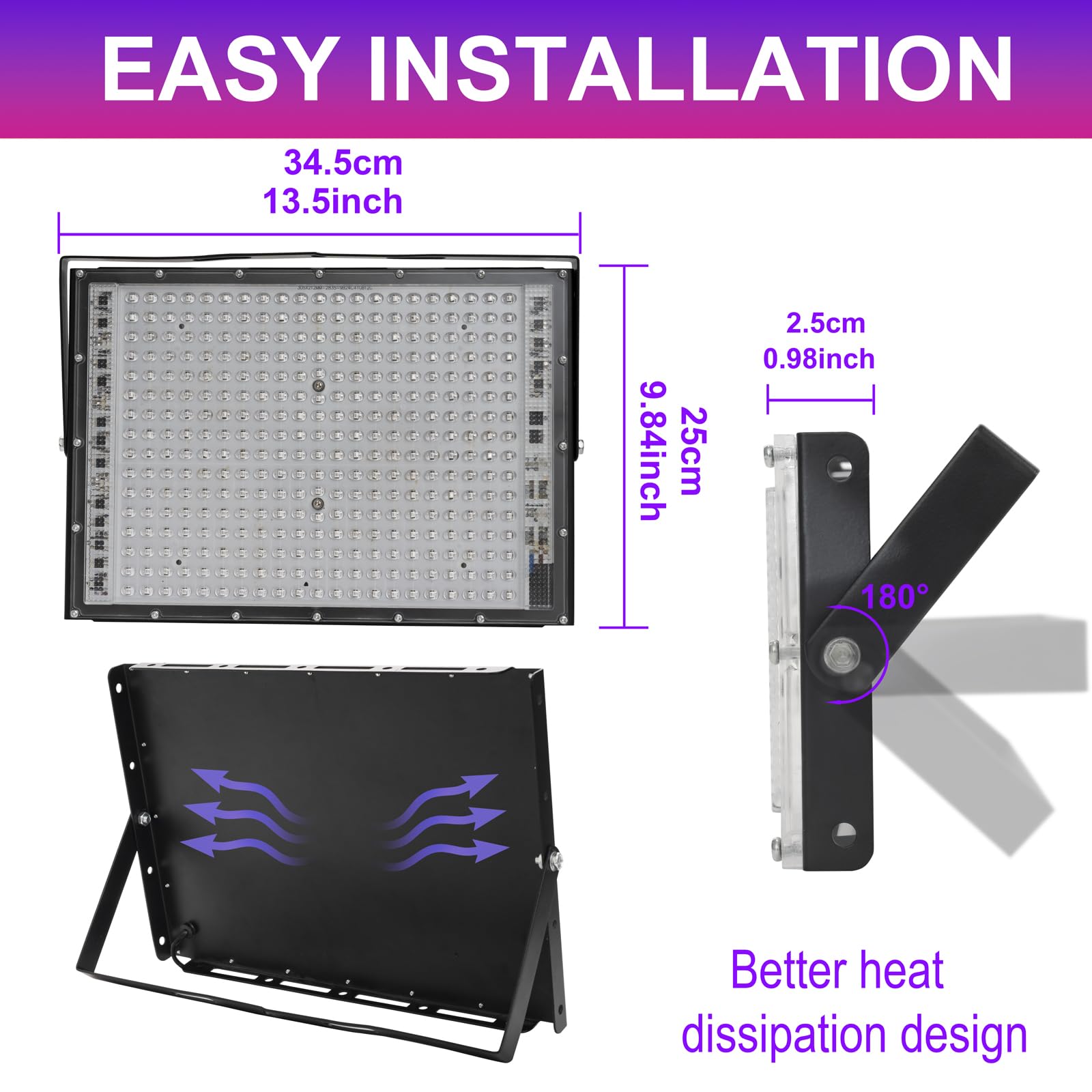 Waygor 300W Led Black Lights For Glow Party, Halloween Black Light Flood Light Ip65 Waterproof 395Nm Uv Blacklight Floodlight Purple Black Light Spotlight Fluorescent Uv Light Lamp For Decor (4 Pack)