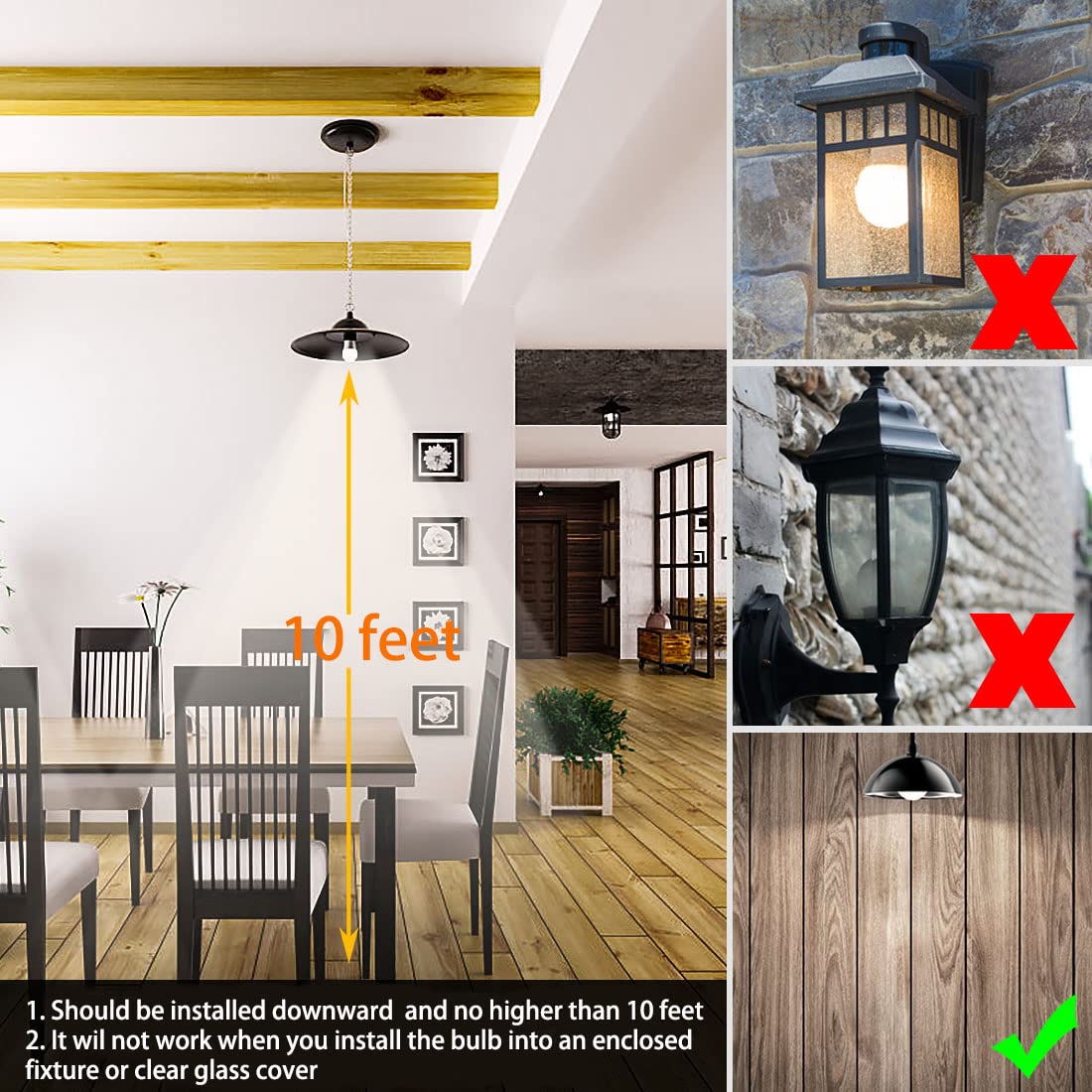 LUXON Motion Sensor Light Bulb, 5W LED Dusk to Dawn, E26 Base, 2700K Warm White, Auto On/Off, 2 Pack
