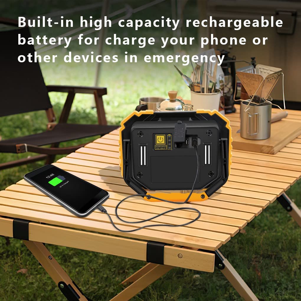 Sunzone Led Work Light,Portable Flood Light With Magnetic Base,Rechargeable Waterproof Job Site Lighting For Camping,Fishing,Car Repair With Emergency Mode (2 Pack)