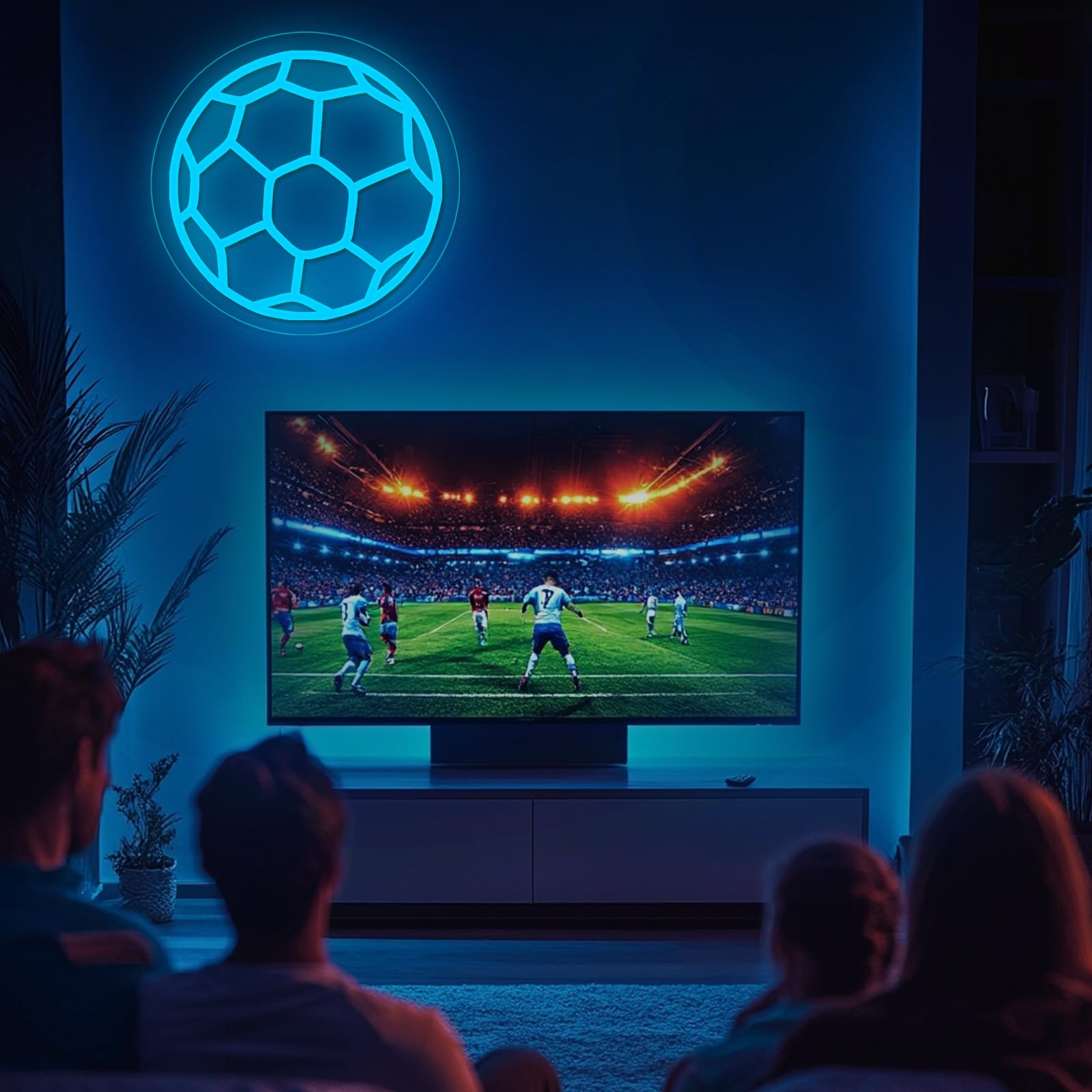 Soccer Neon Sign  Dimmable Led Neon Lights For Wall Decor  Football Neon Signs Usb-Powered  Sports Neon Signs For Room Bedroom Decor Unique Gift For Teen Boys & Soccer Fans(Ice Blue)