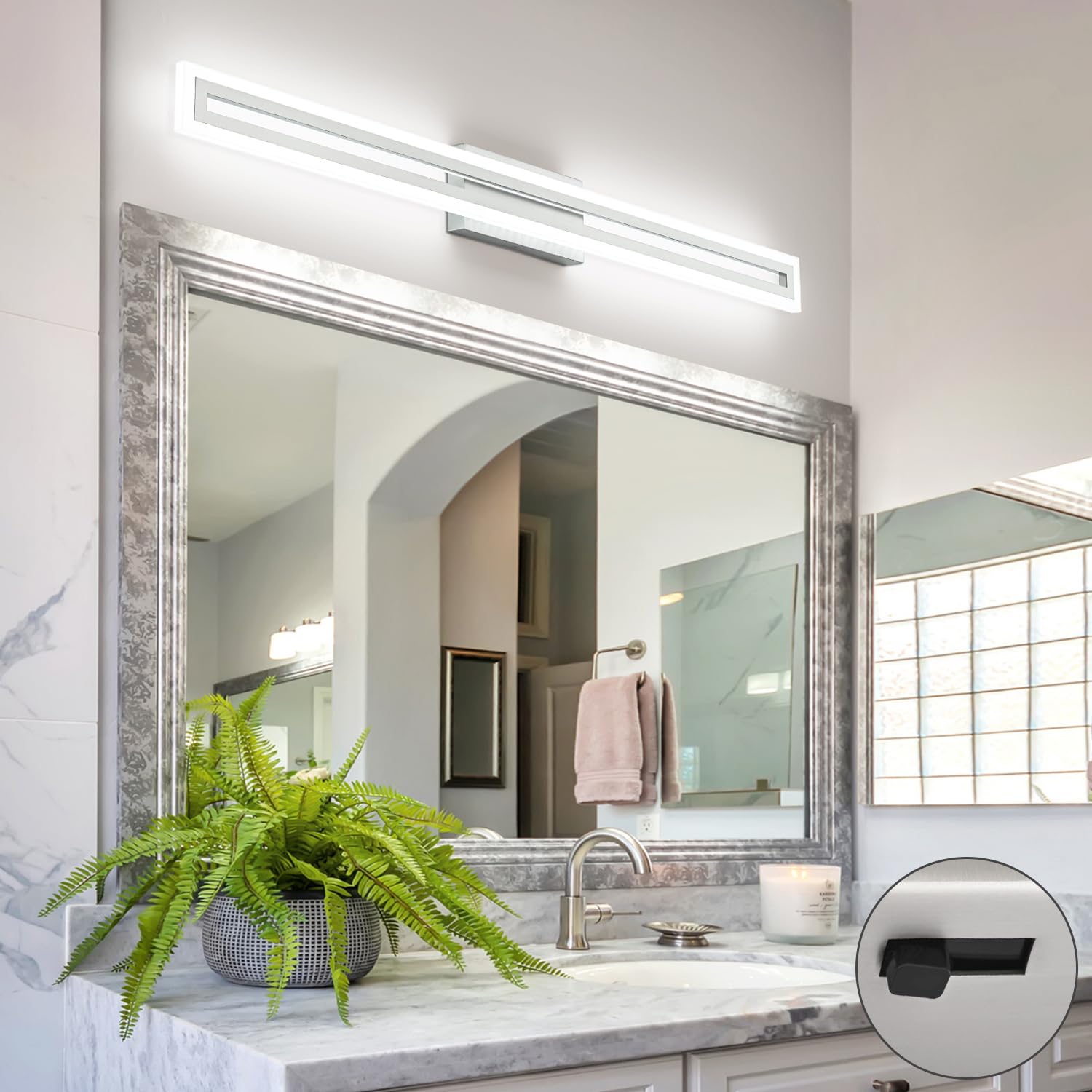 SOLFART Vanity Light Fixture Brushed Nickel LED 40 Inch 5 Color Adjustable S8300 Model