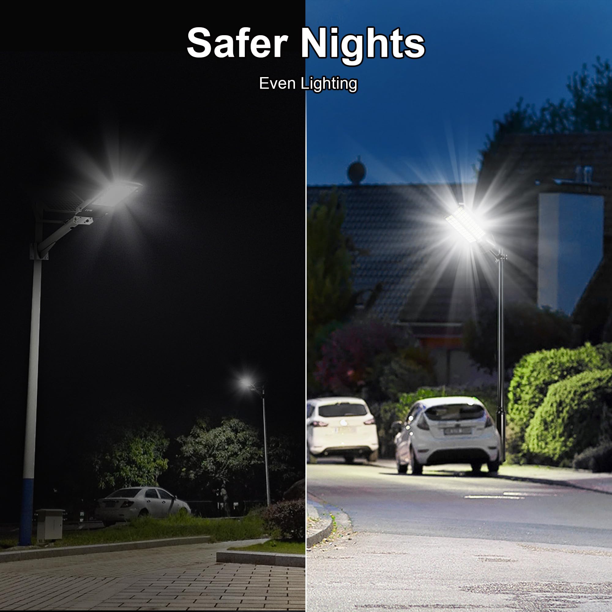 loyoele Ultra-Large Solar Street Light, 12000W, Waterproof LED Flood Light, Motion Sensor, Dusk to Dawn, Black, Model DLT-SL104, 2 Pack