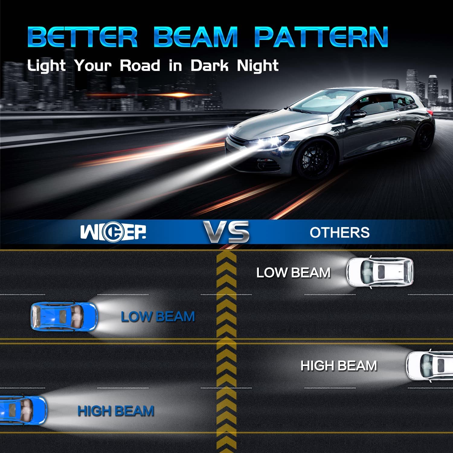 wideep D3S/D3R Xenon HID Headlight Bulbs, 6000K 35W, Car Headlight Lamp Replacement Bulbs 66340 42403 42302, 2 Pcs