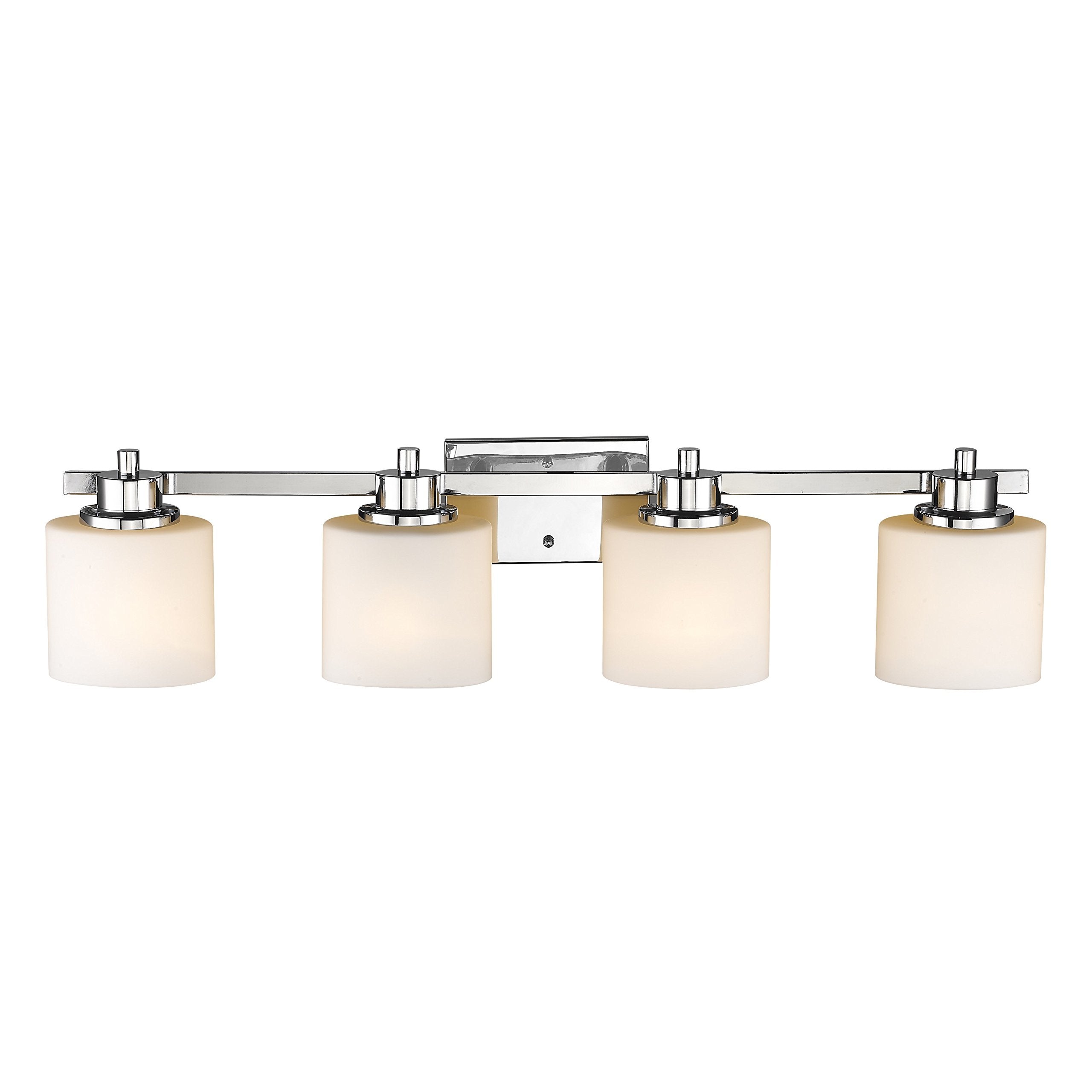 Chloe Lighting Ch821036Cm33-Bl4 Contemporary 4 Light Chrome Finish Bath Vanity Wall Fixture Alabaster Glass, 33'' Wide, White