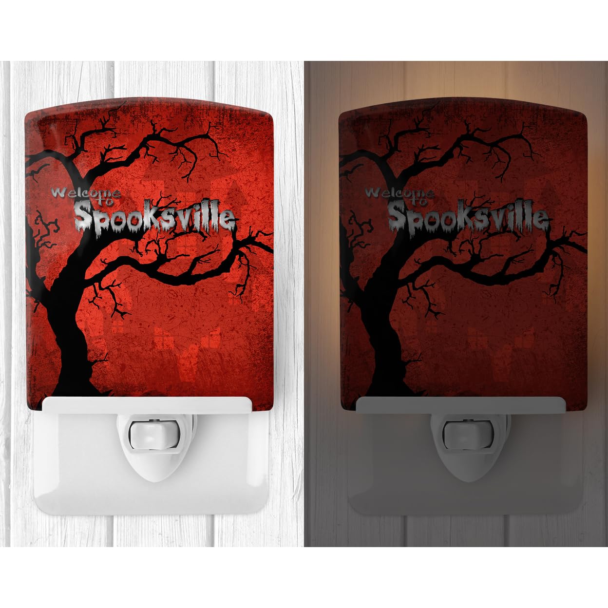 Carolines Treasures Night Light, Ceramic, 6x4x3 inches, Welcome to Spooksville Halloween, Model SB3008CNL