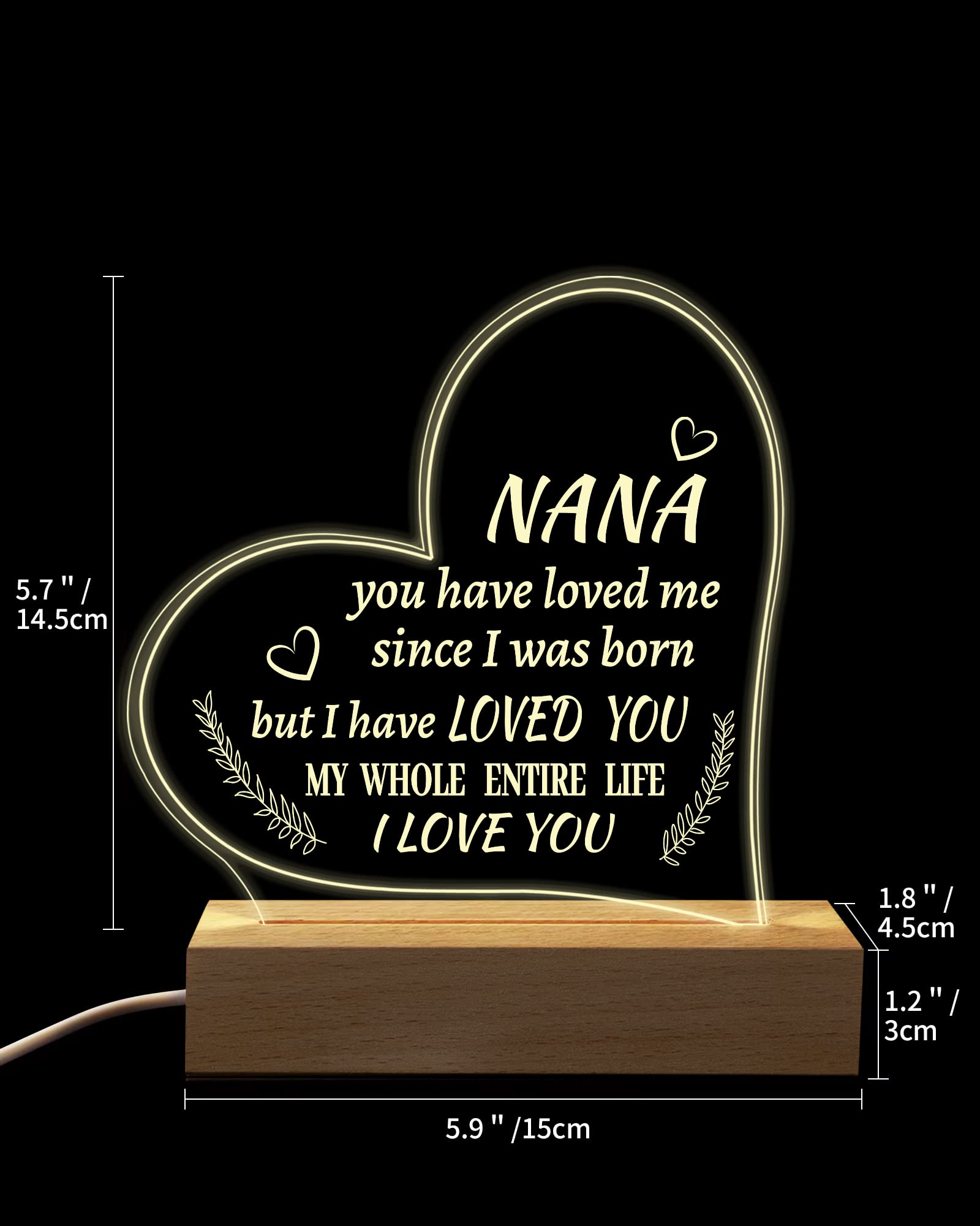 Hiipeenow Nana Gifts From Grandchildren, Engraved Night Light 15 * 19Cm, Birthday Christmas Mothers Day Gifts For Nana, Grandma,