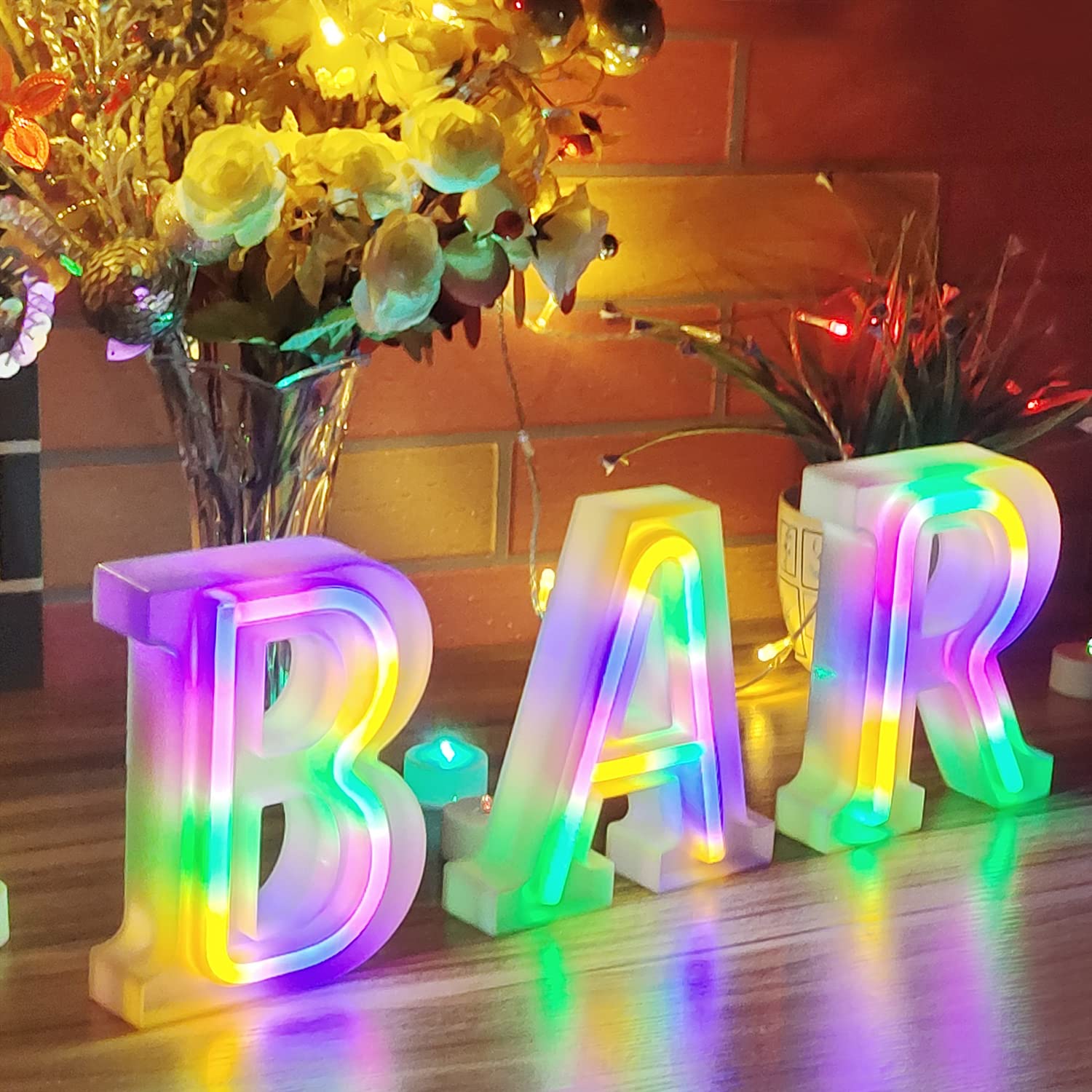 Warmthou Neon Letter Lights - Usb/Battery Powered Colorful Letter A Sign For Home Decoration, Wedding, Christmas, Birthday Party