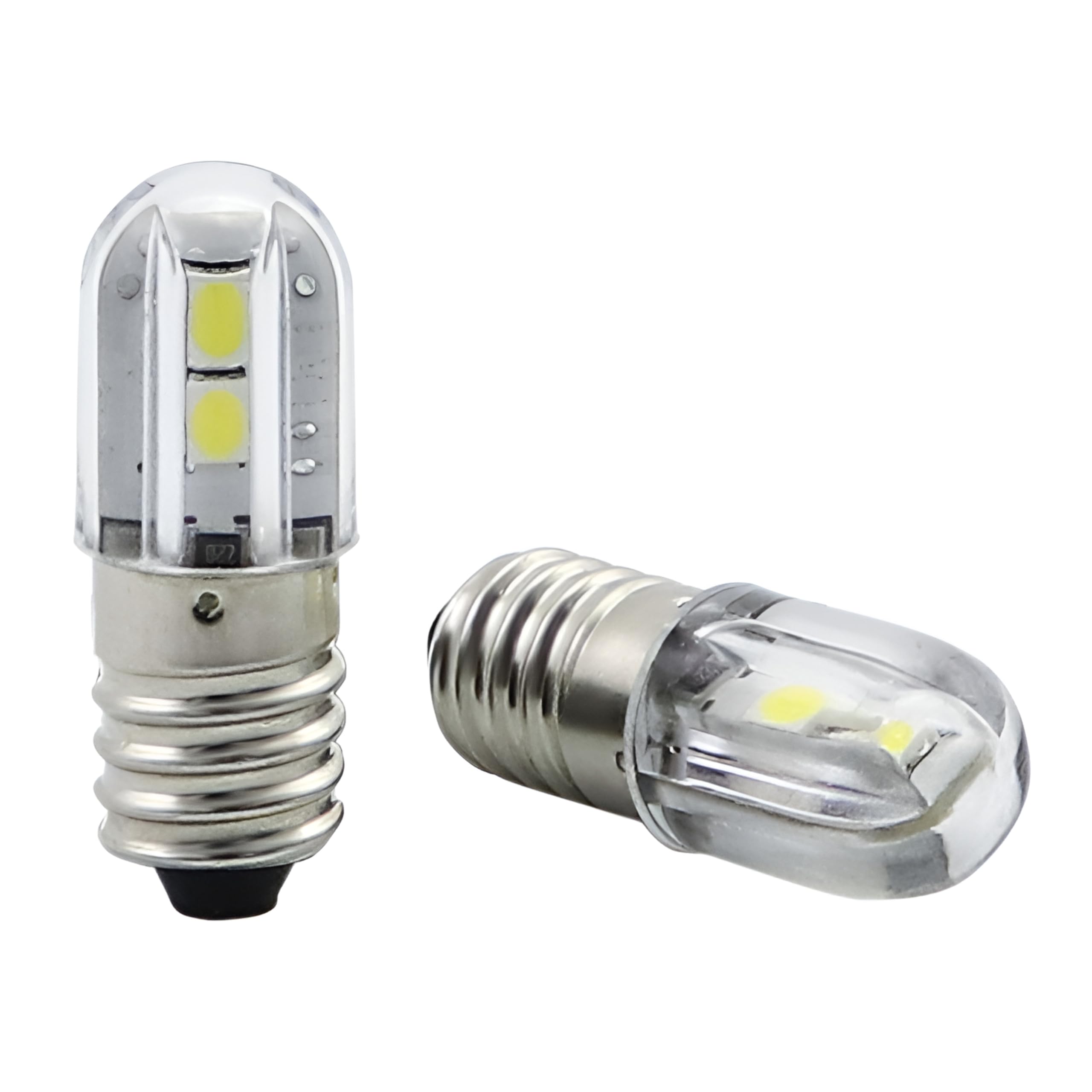 Gutreise E10 Led Light Bulb,5 Pcs 12V Cold White Lamp 1W 100Lm 6500K, Miniature Screw Replacement Bulbs (Cold White, 12V)