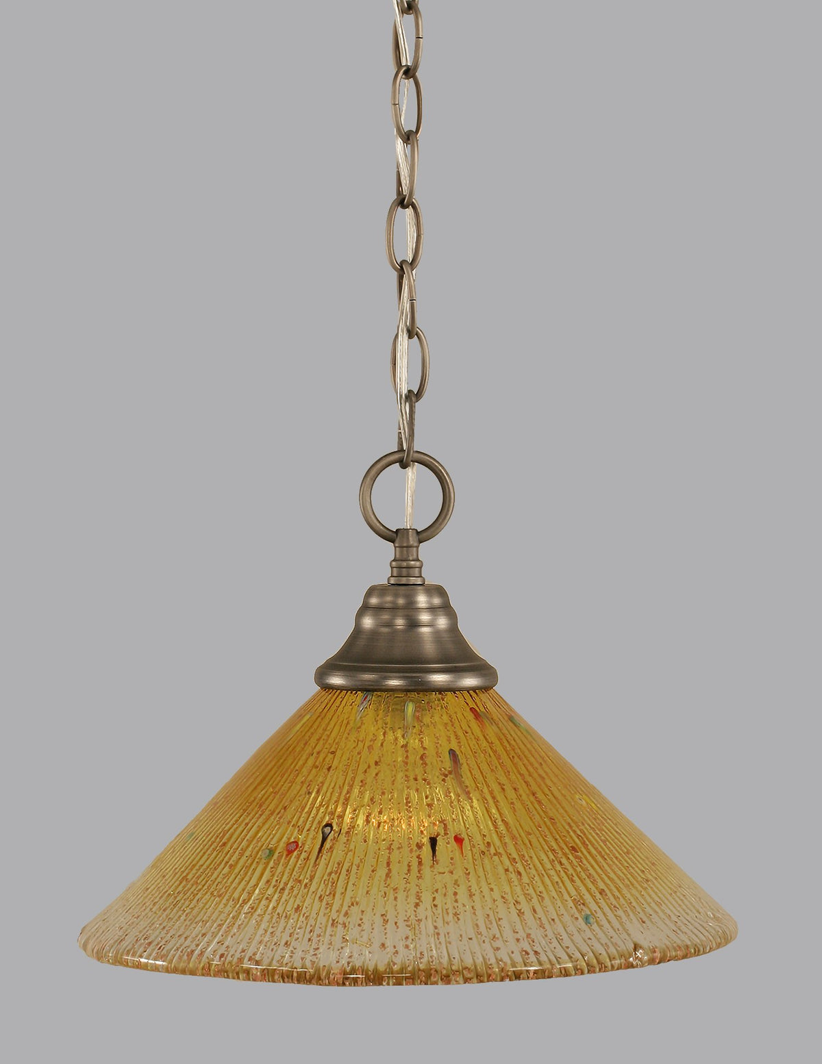 9.75&quot; One Light Downlight Pendant With Gold Champagne Crystal Glass In Brushed Nickel