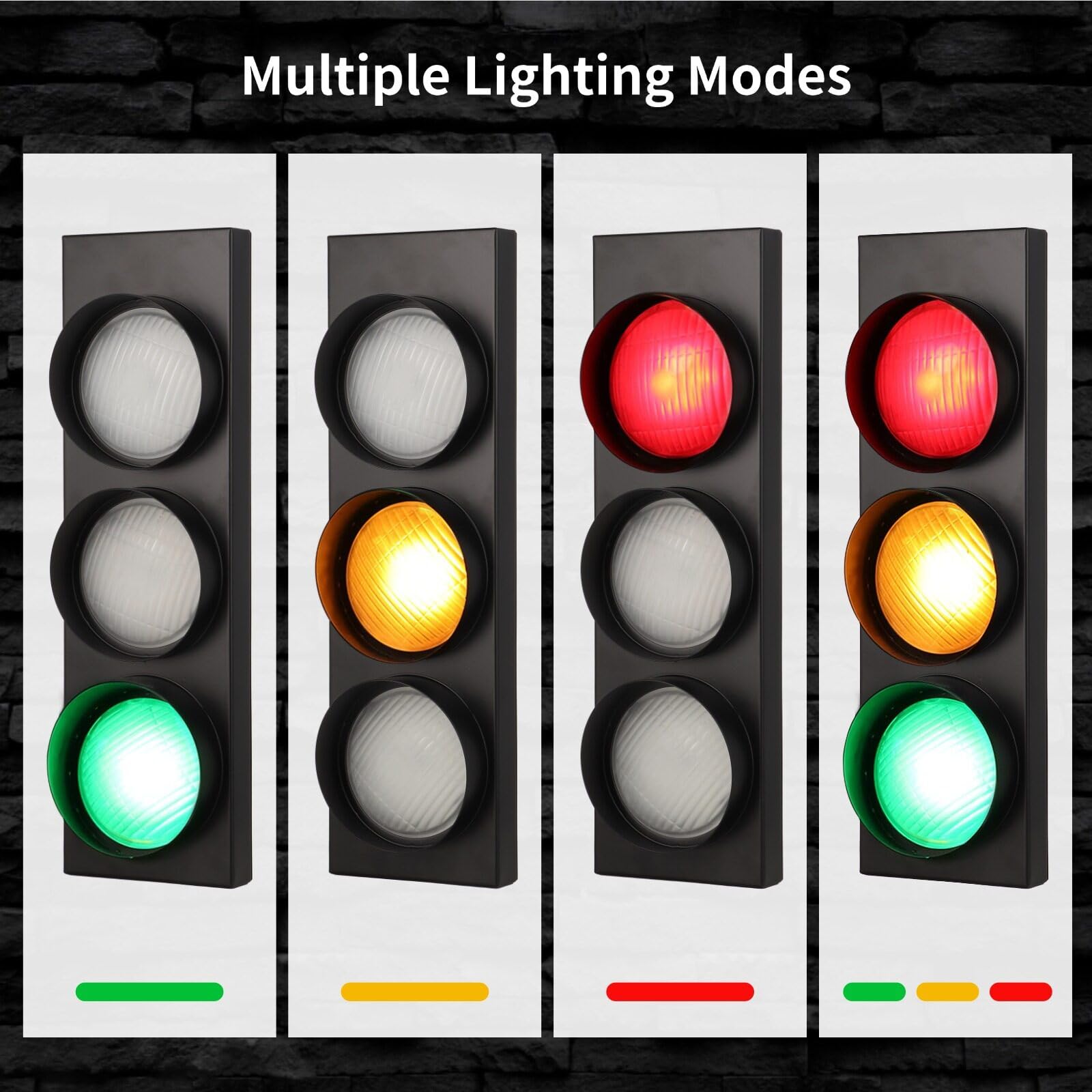 yeesport Traffic Light Wall Lamp, 2 Pcs LED Light with Remote, Vintage Design, Glass Material, for Kids Bedroom, Living Room, Club