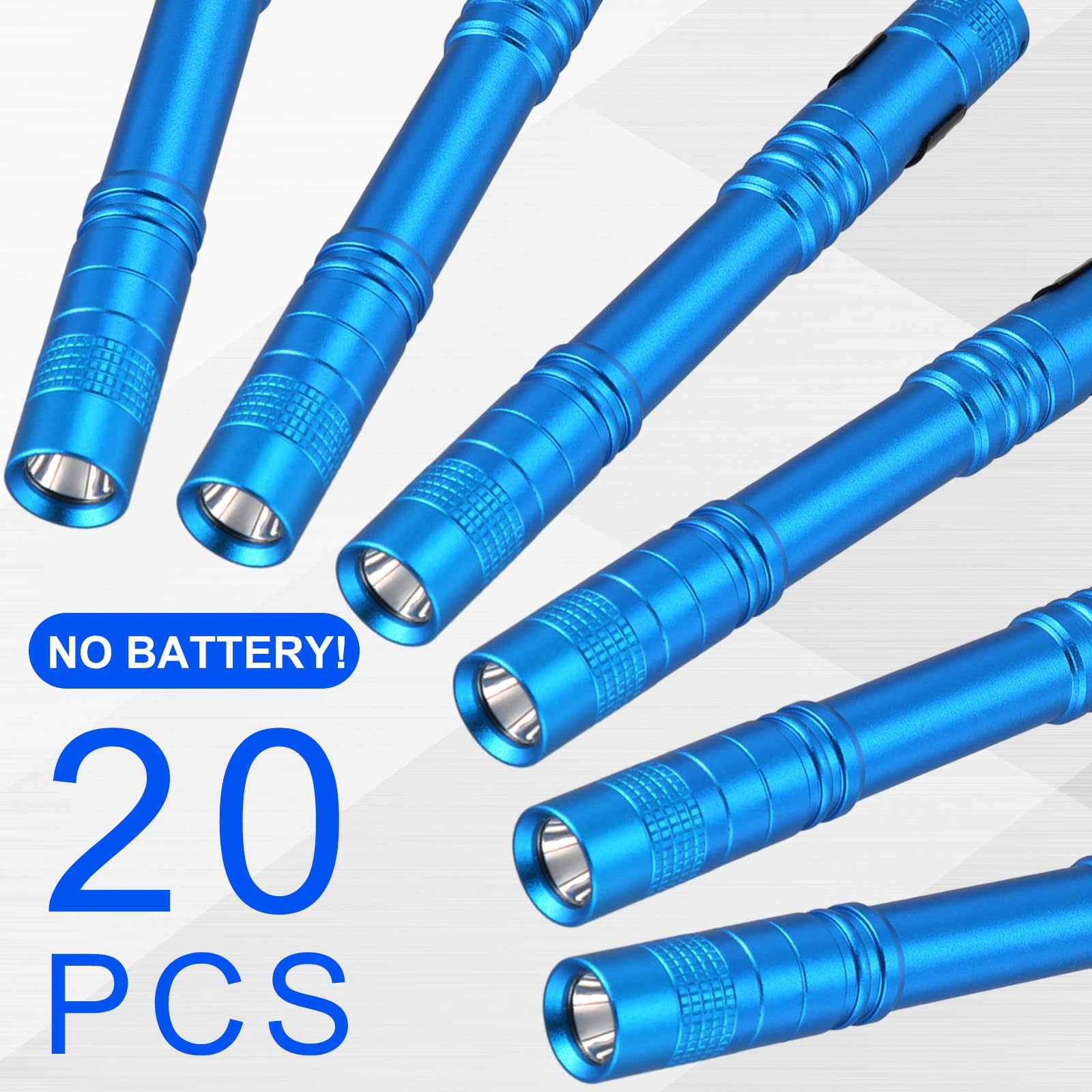 Hortsun Mini Pen Light Flashlights, 5.12 Inch, Blue, Aluminum, 20 Pcs, Pocket Size, Ideal for Gifts