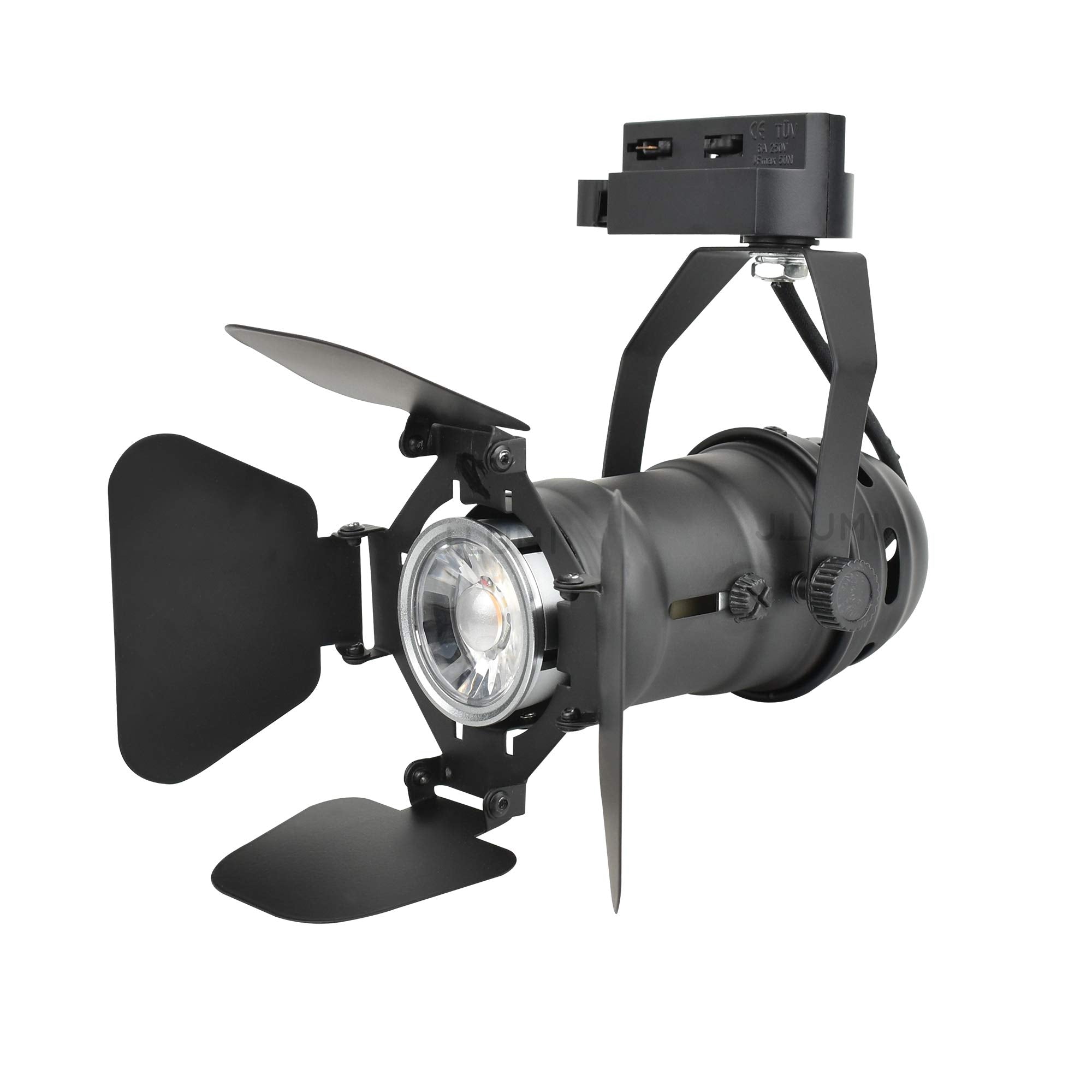 J.LUMI TRK9601 LED Track Light Head, Vintage Industrial Track Light for Home, H Track Lighting Head, 5W LED GU10 Bulb, 3000K Warm, Not Dimmable, Black