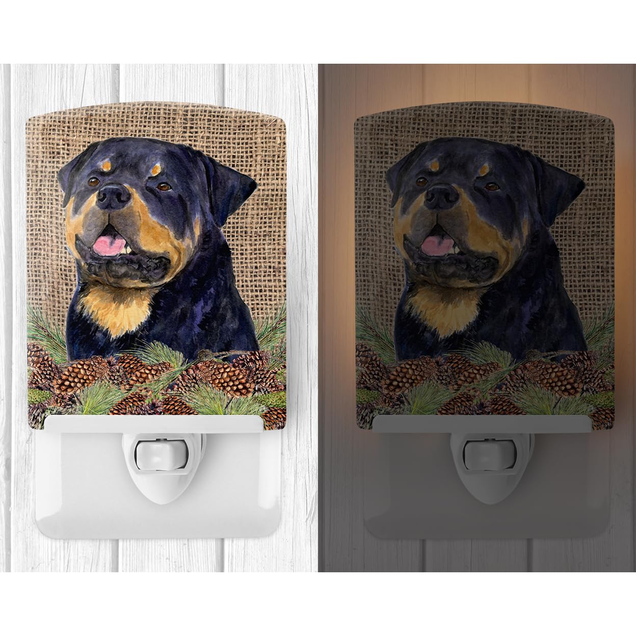 Carolines Treasures Ceramic Night Light Rottweiler Model SS4059CNL 6x4x3in Multicolor UL-Certified for Bedroom Bathroom Nursery Kitchen