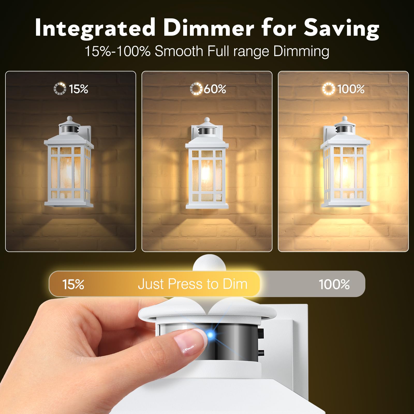 OPAXIS Motion Sensor Outdoor Lighting Fixture, Waterproof, Adjustable Brightness, White, Model P816041WH, 1 Pack