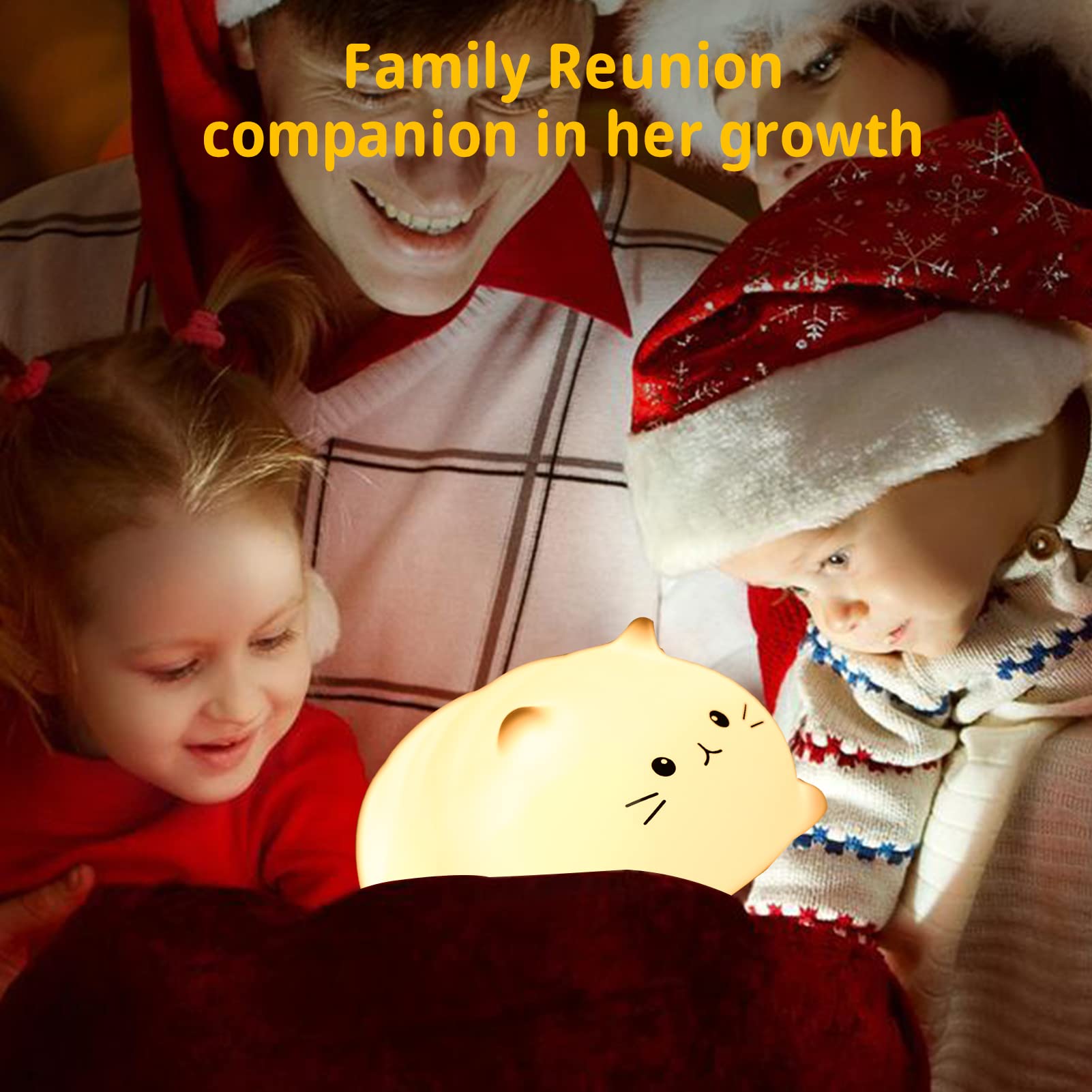 Tremdwoto Cat Lamp - Rechargeable Silicone Night Light, 7 Color Changing, Cat-Lying Size, Ideal for Kids and Nursery