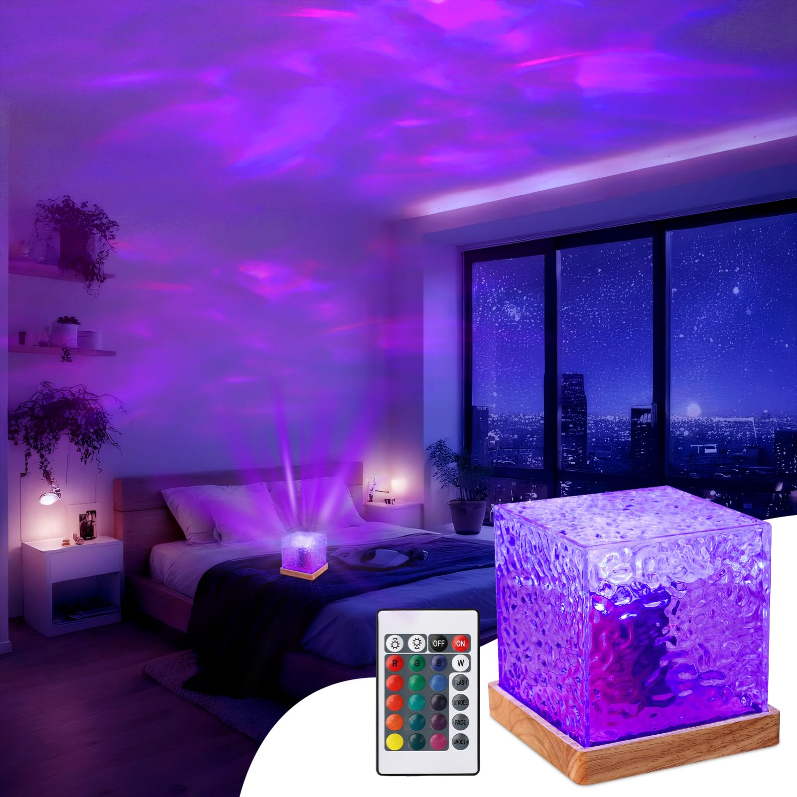 Northern Lights Projector, Ocean Wave Ceiling Projector Light with Remote, Colors Changing Show Aurora/ Aura Glow Lamp,Mood Ling