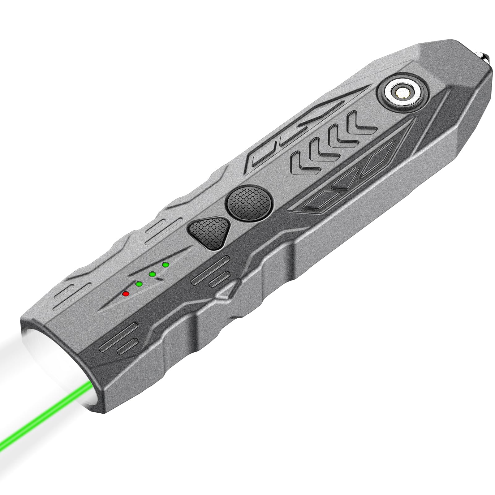 TOUGHSOUL EDC Flashlight and Green Laser Combo, 1000 Lumen, Rechargeable, Aluminum, Grey, Model TF-9063