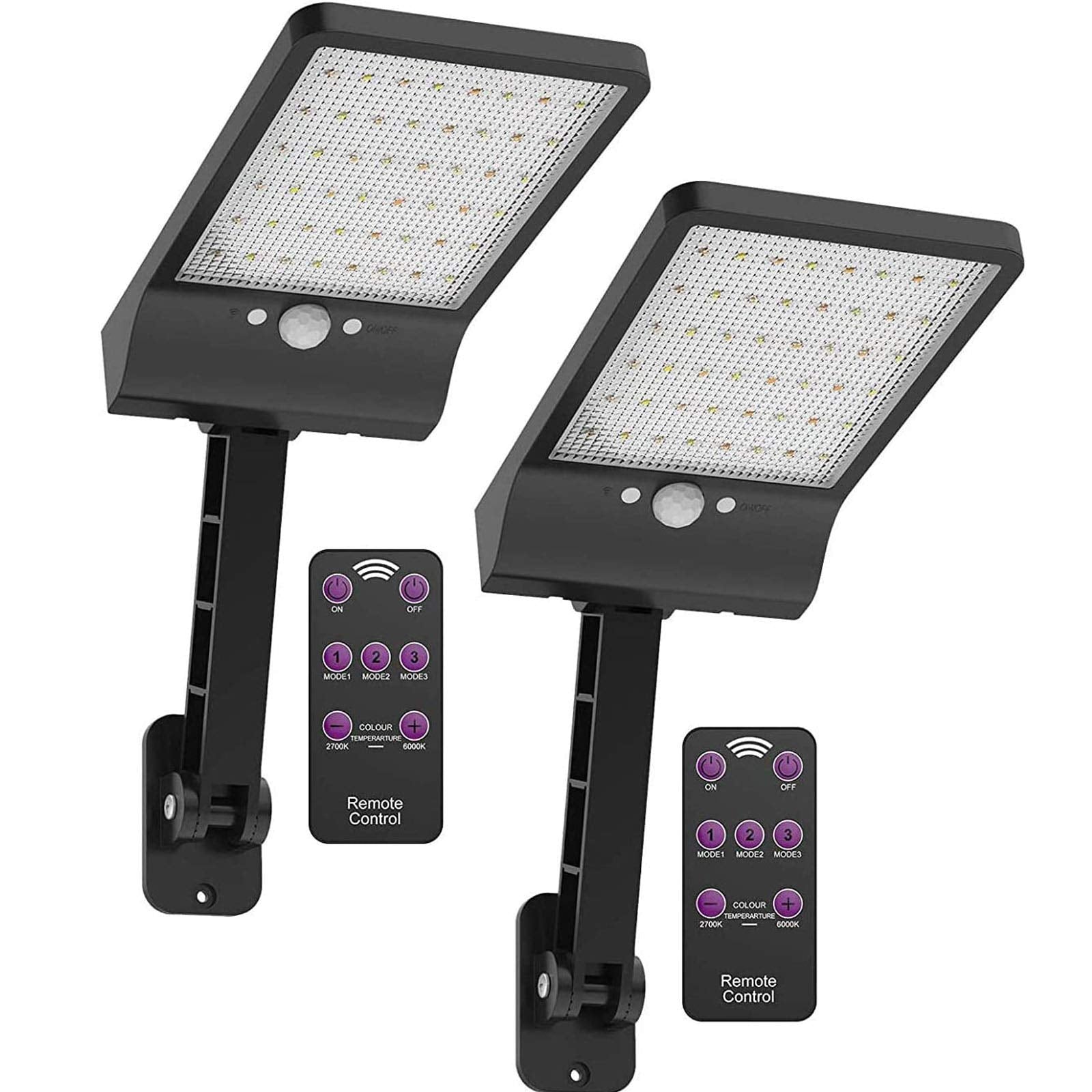 highydroLED Solar Lights Outdoor with Remote and Color Temperature Adjustment 2700K to 6000K, 48LED Solar Motion Sensor Light wi