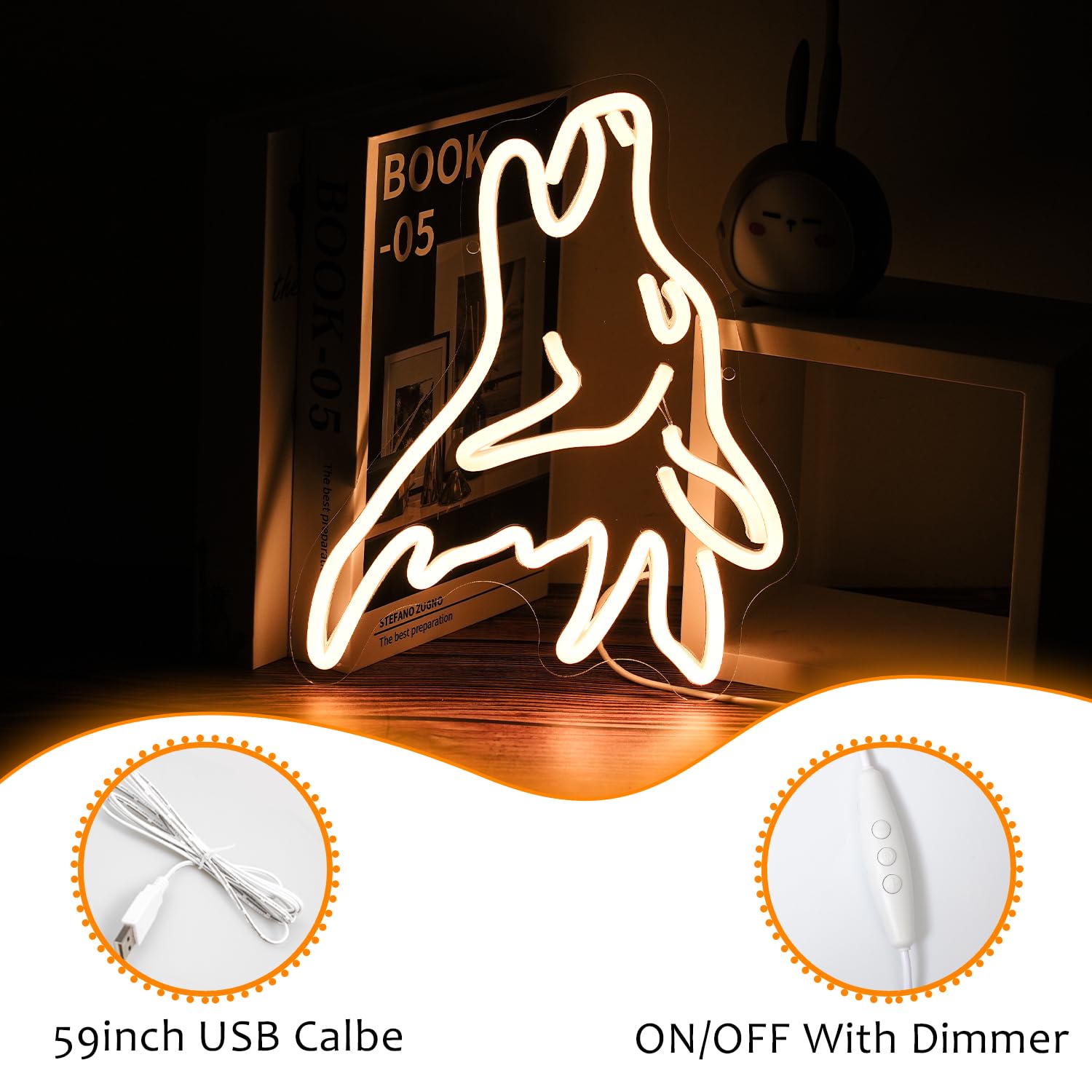 Wolf Neon Sign Warm White Led Cute Wolf Neon Lights For Wall Decor Dimmable Usb Bedroom Sign Lights For Kids Room Home Decor Birthday Party Gifts