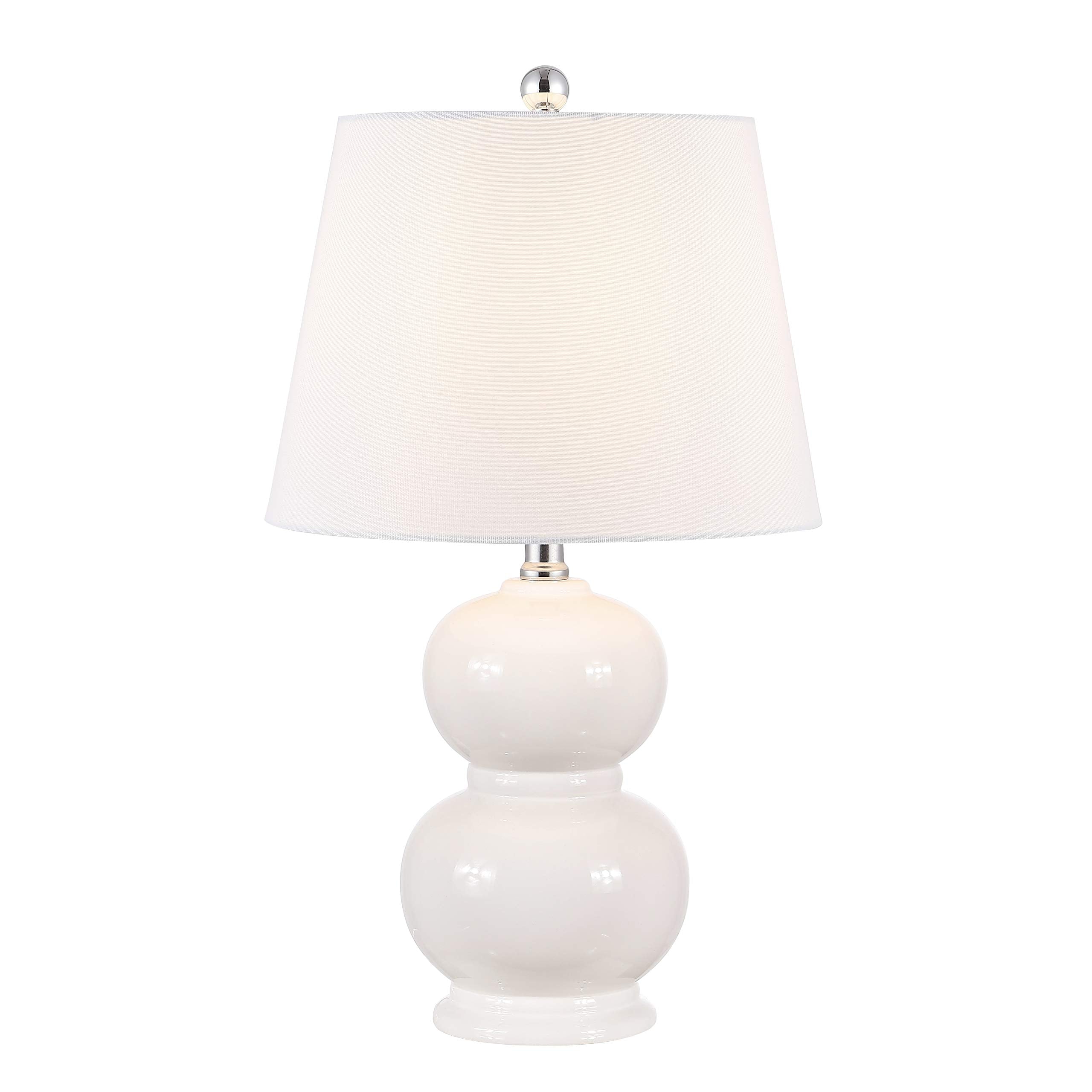 SAFAVIEH Lighting Collection Everlee Modern Contemporary Ivory Ceramic Double Gourd 22-inch Bedroom Living Room Home Office Desk