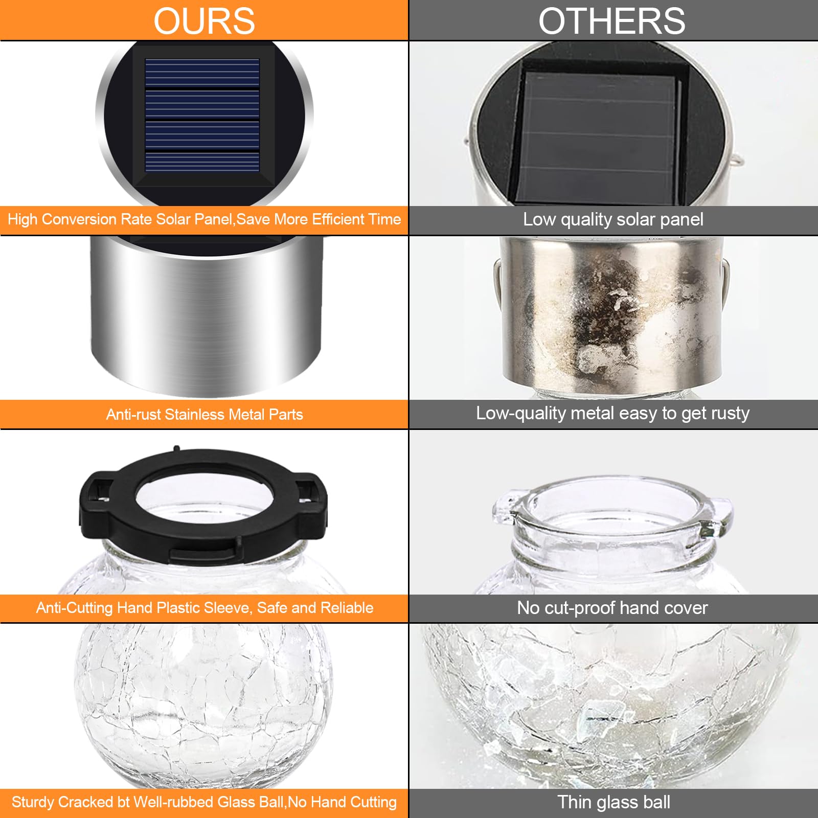 Solar Hanging Lights Outdoor Decor: Garden Light Waterproof For Yard Outside Decorations - 12 Pack Clip On Crackle Glass Globe Ball Lighting Patio Tree Camping Fence Decorative