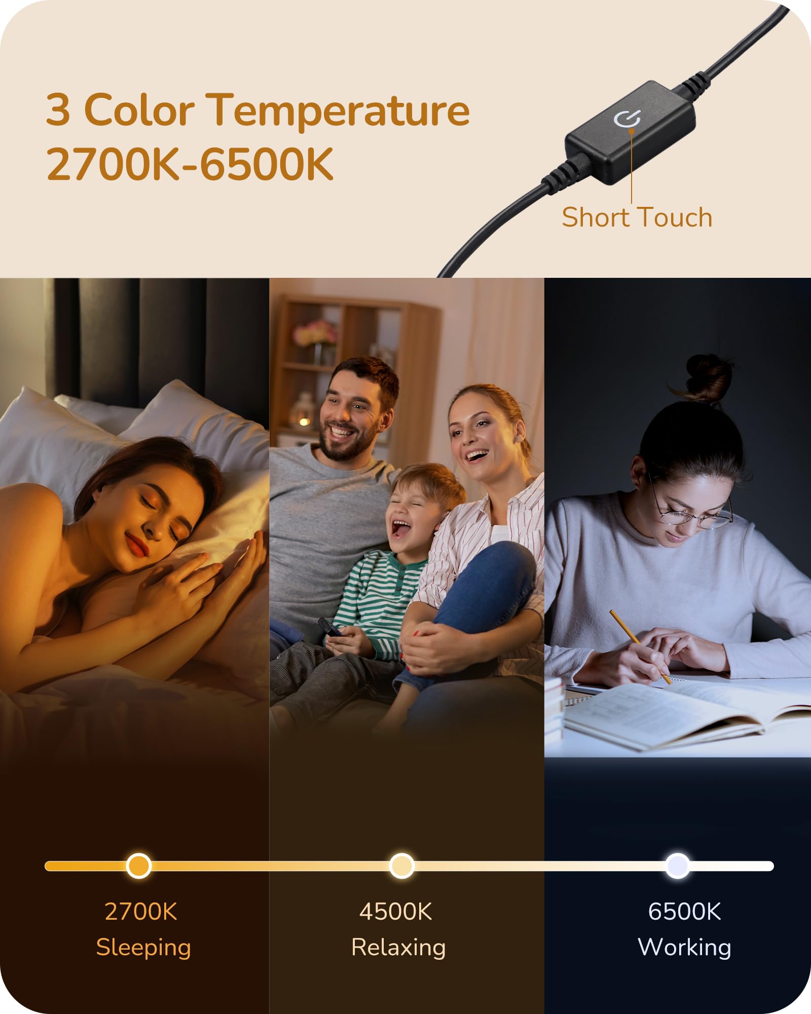 Edishine Led Table Lamp, Dimmable Bedside Lamp With 3 Colour Temperature, Touch Controller, Minimalist Lamp For Bedroom, Living