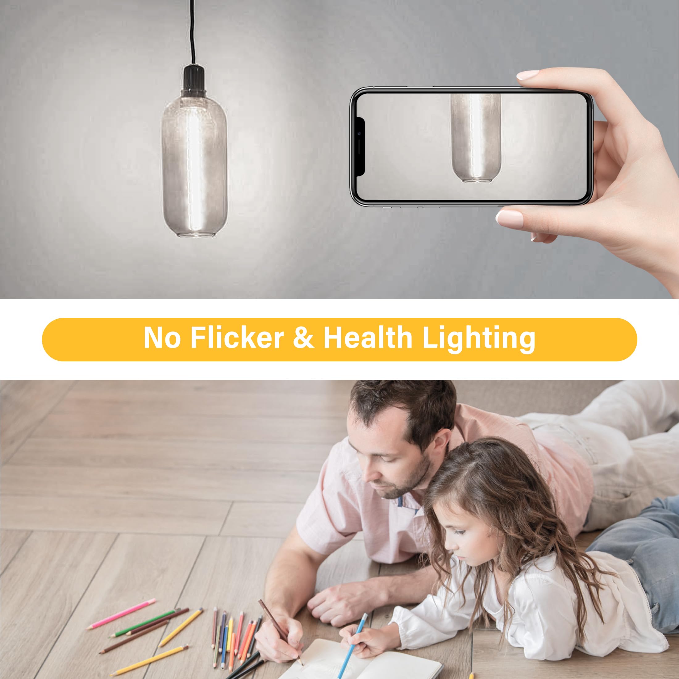 NOVELUX 11.8IN Dimmable LED Light Bulbs E26 Base 8W Vintage Clear Glass 5000K Daylight White - 2 Pack