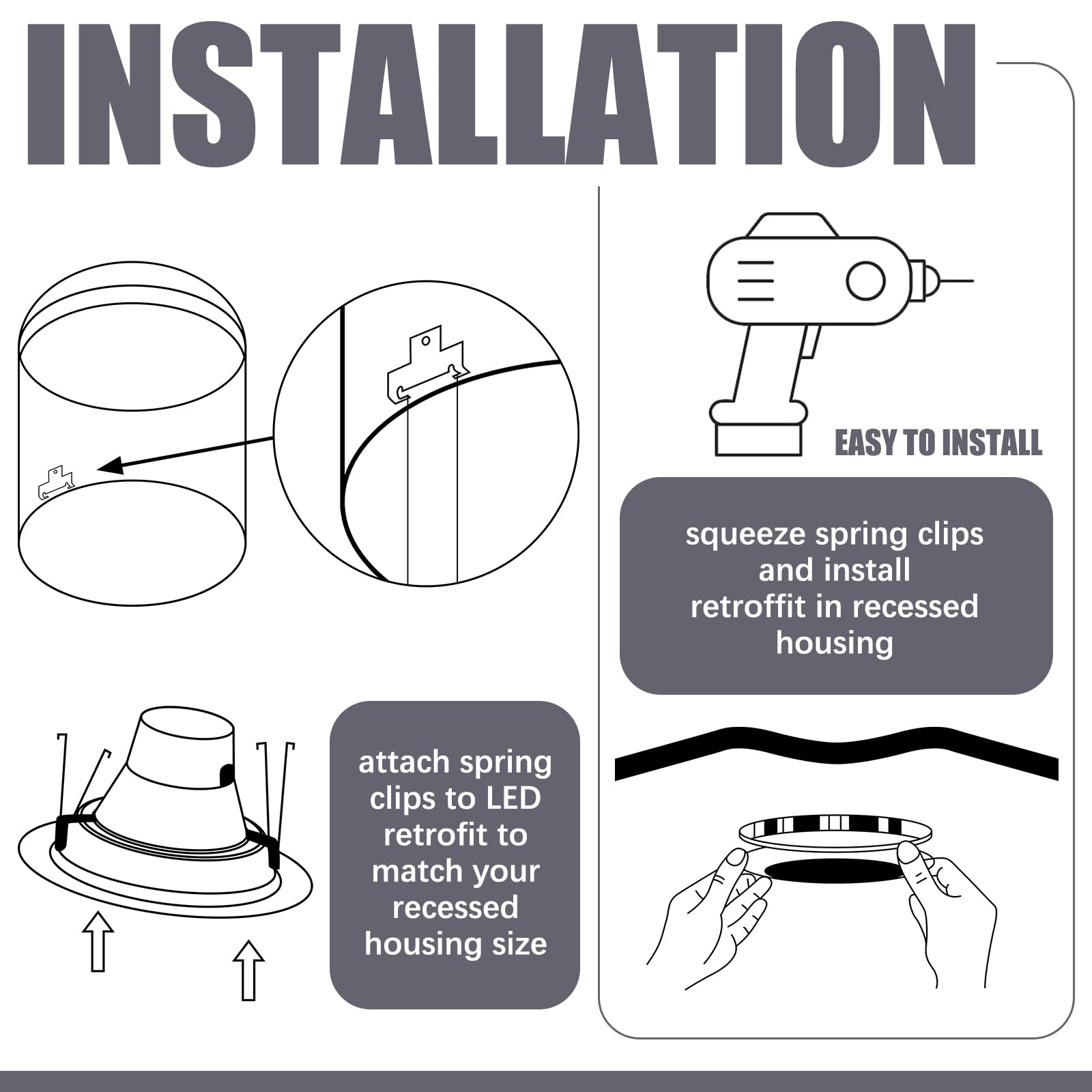 Dunzy 40 Pcs Recessed Light Clips Downlight Housing C Clips Retrofit For Downlight With Self Tapping Screws Metal For Retrofit D