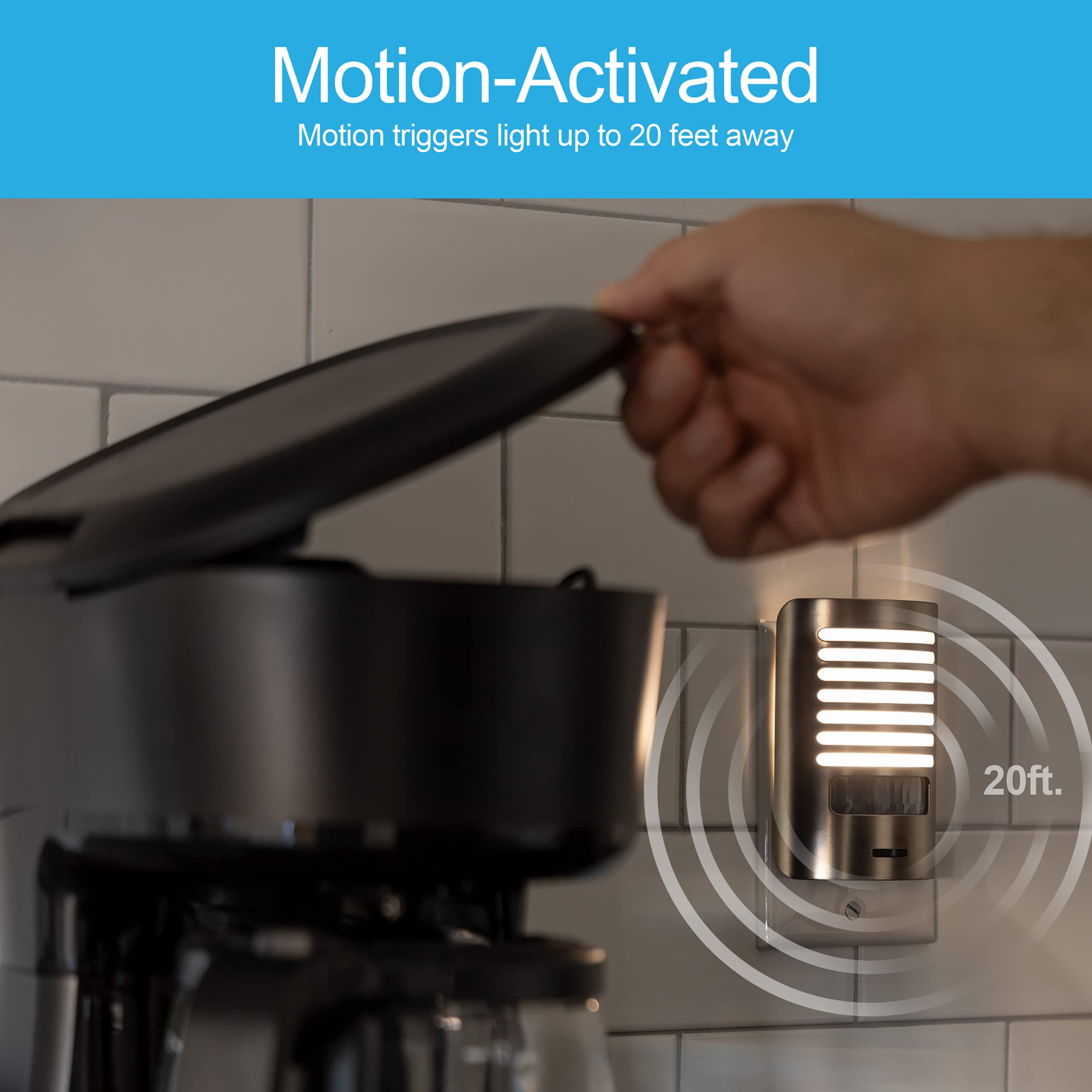 Ge Led Night Light, Motion Sensing, Dimmable, Louver Shade, Brushed Nickel, Plug-In, Ul-Certified, Ideal Nightlight For Bedroom,