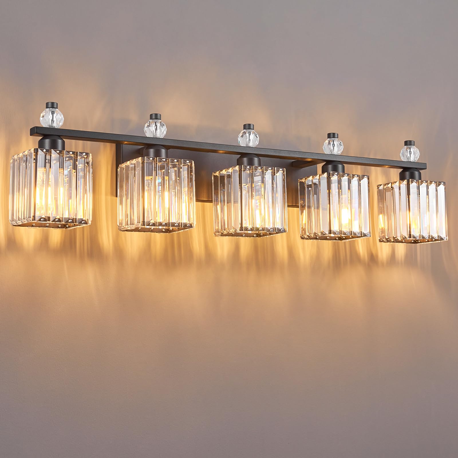 FDPBY 5-Light Crystal Vanity Light Sand Black Bathroom Fixtures Model 290