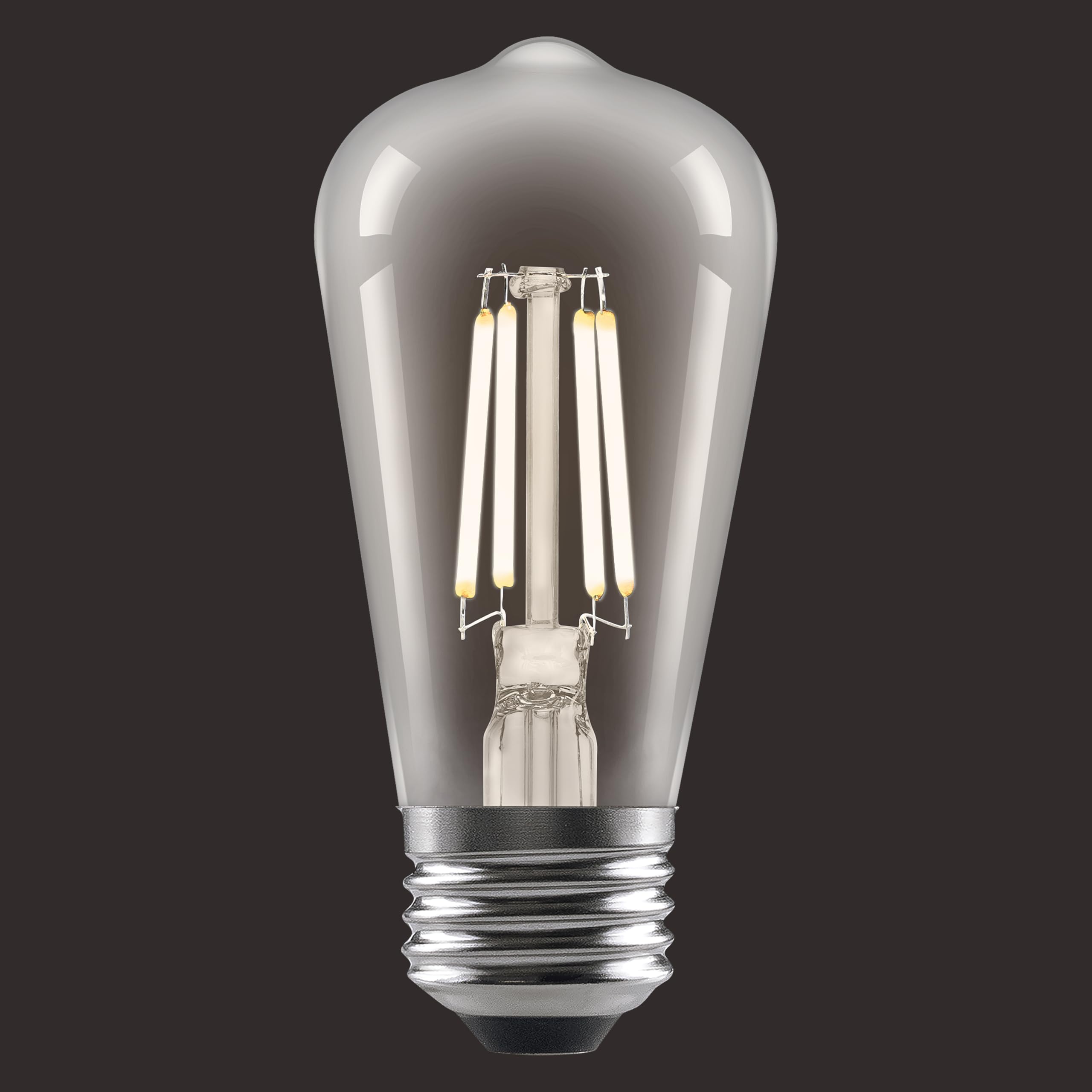 Sylvania St15 Clear Led White Filament Bulb, 5.5W, Dimmable, 500 Lms, Medium Base, 2700K, Soft White - 2 Pack (42268)