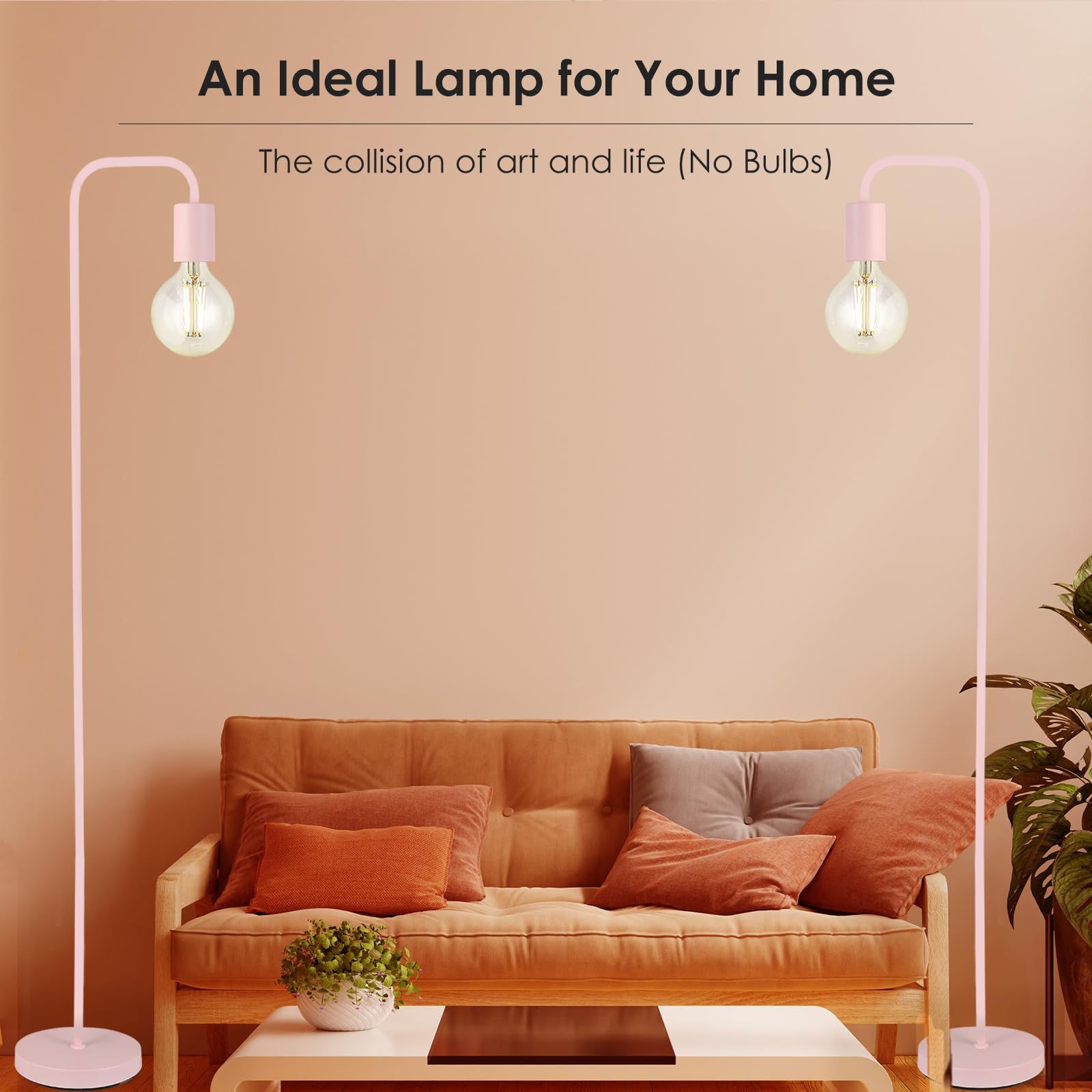 Boostarea Floor Lamp, Modern Cute Pink Floor Lamp, 63Inch Metal Standing Lamp, E26 Socket, On/Off Footswitch, Etl Listed, Tall T