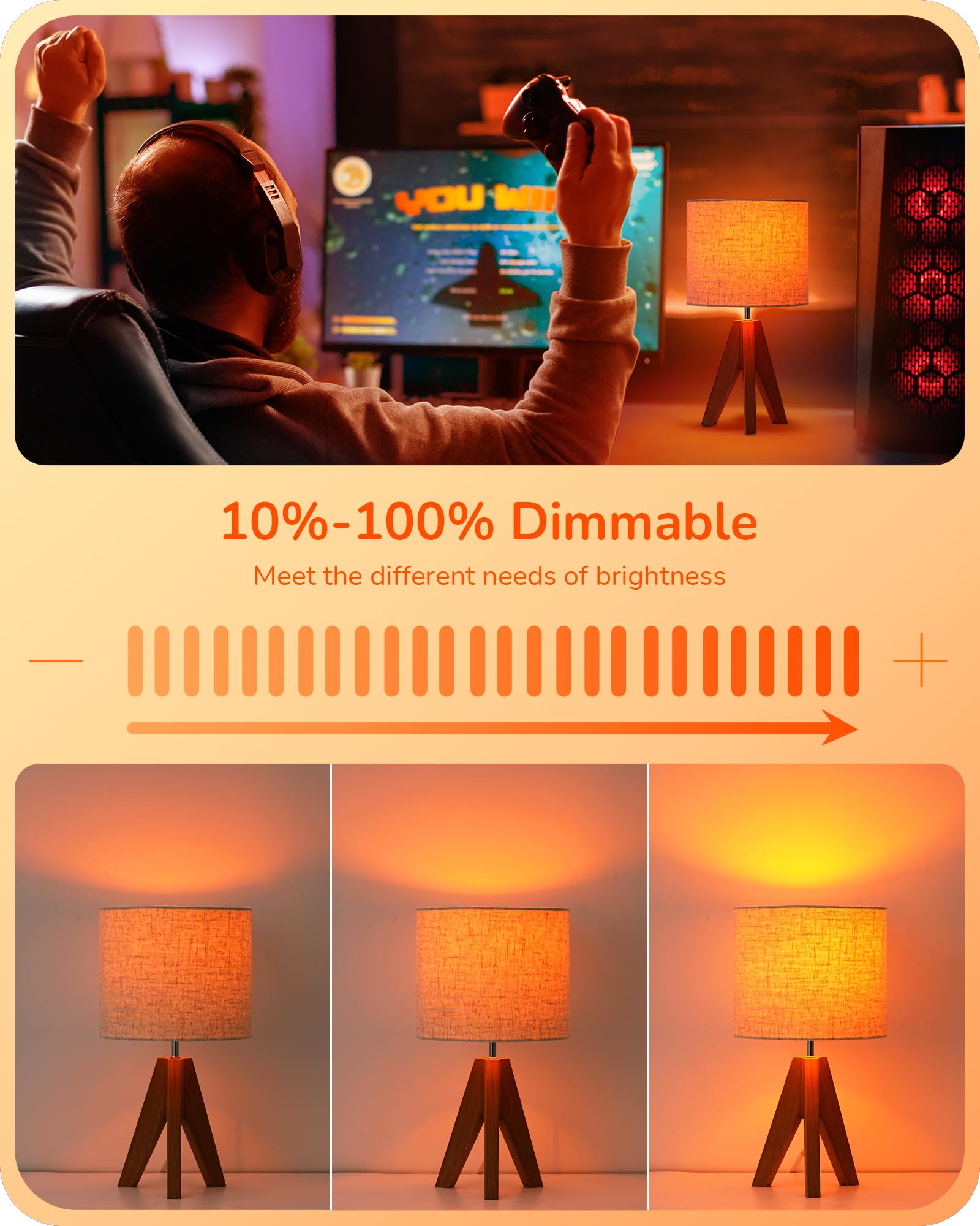Edishine C35 Orange Dimmable Led Light Bulbs, 5W Equivalent 60W, Led Filament Light Bulb, 6 Pack E12 Socket, Clear Glass Edison