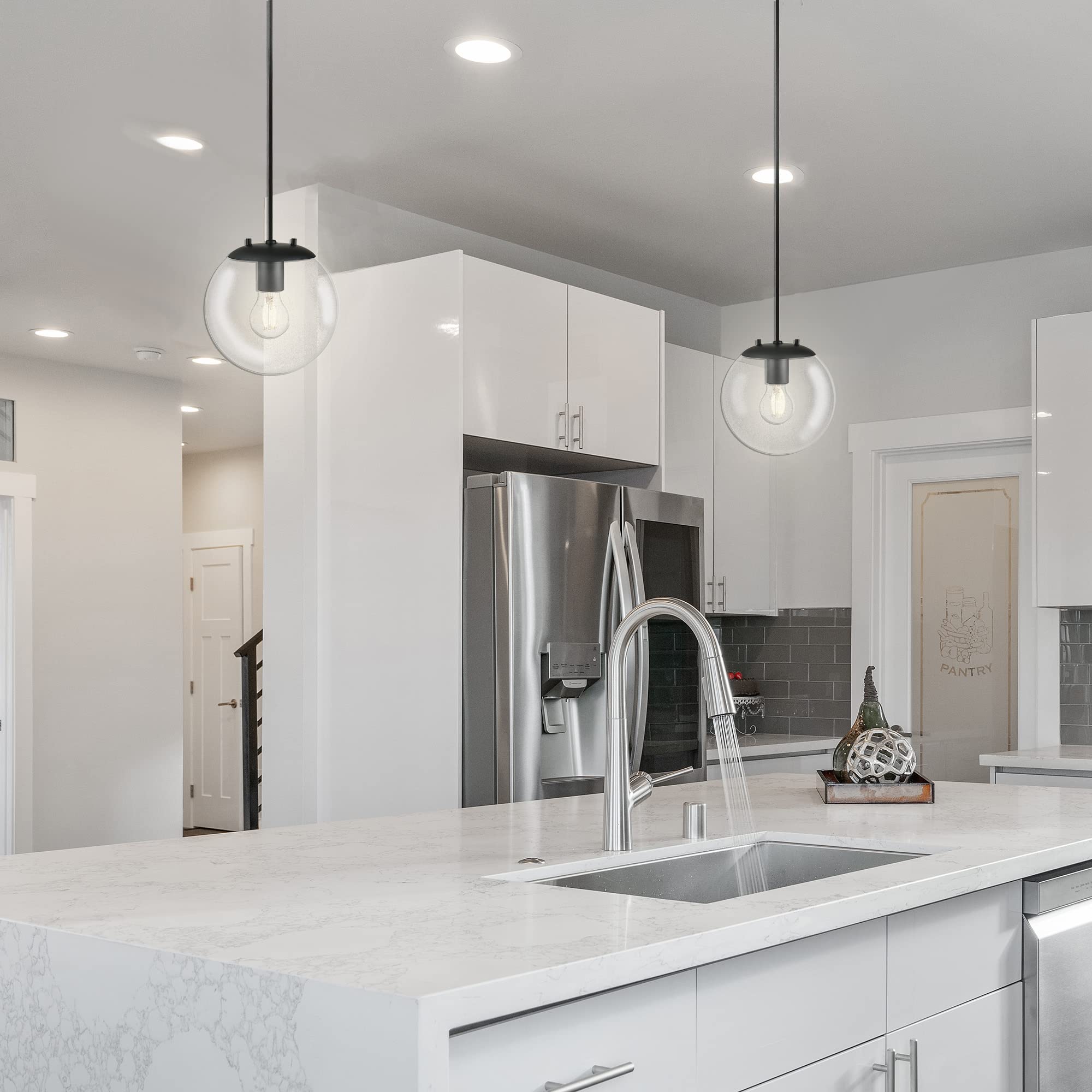 Linea Di Liara Sferra Modern Large Glass Pendant Light Kitchen Island Black Pendant Lighting Clear Glass Globe Pendant Light Mid