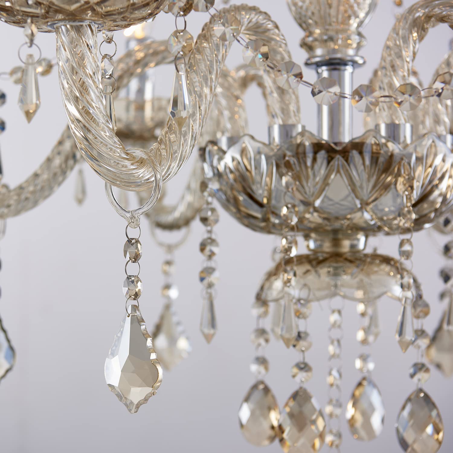 SM Saint Mossi 6-Light Modern K9 Crystal Chandelier, Champagne Ceiling Light for Dining Room, Bathroom, Bedroom, Living Room