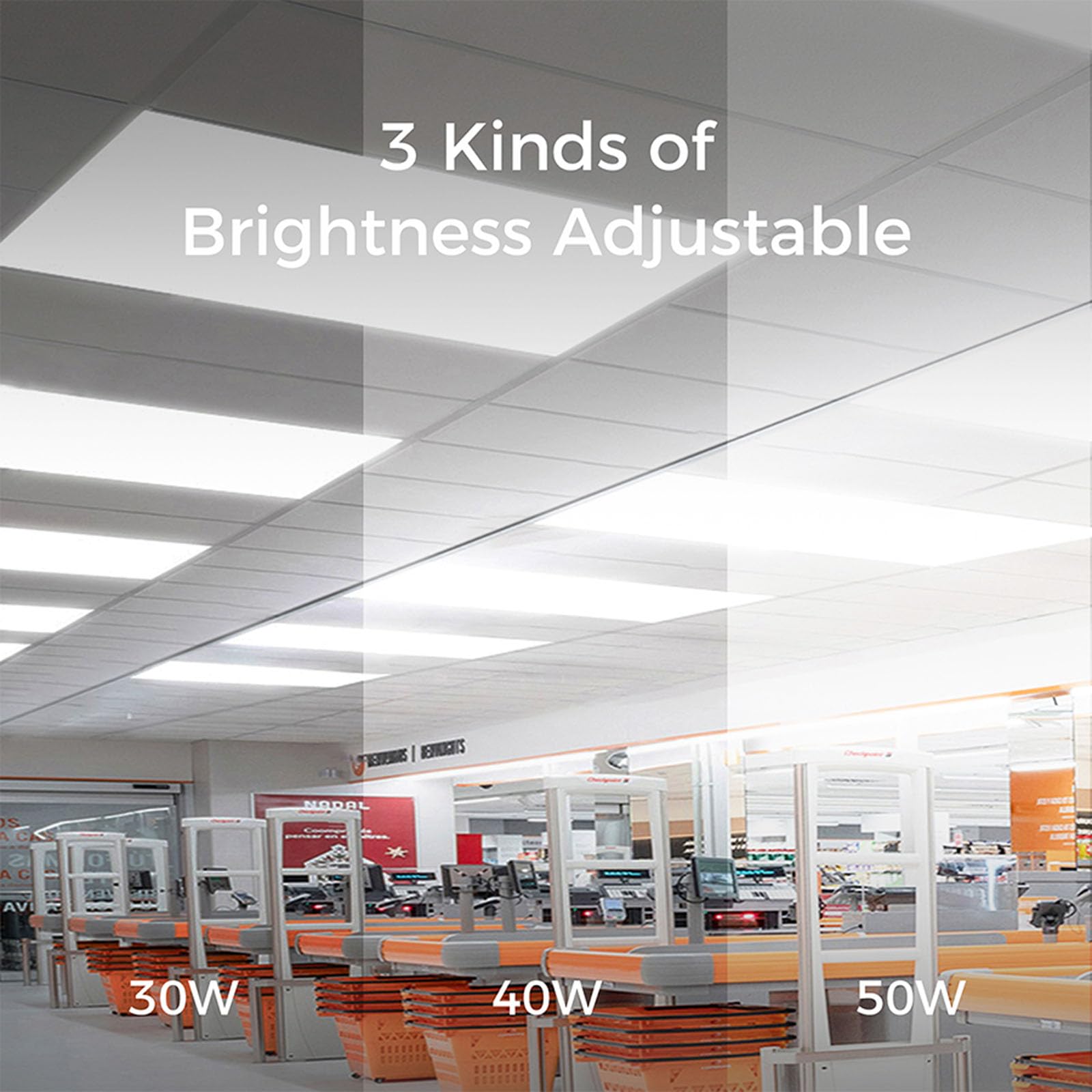 Comiled 12 Pack 2X4 Led Flat Panel Light Drop Ceiling 0-10V Dimmable, 30/40/50W & 3000K/4000K/5000K Selectable, For Office, Shop