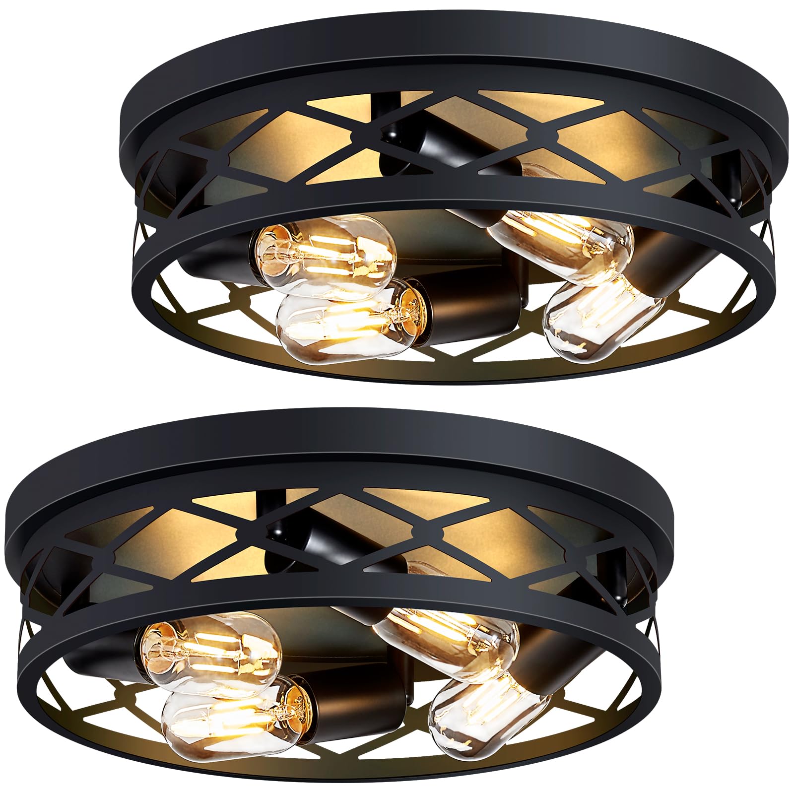 XPEHK 4-Light Farmhouse Ceiling Light Fixture,14 inch Hallway Lighting Fixtures Ceiling,Light Fixtures Ceiling Mount for Kitchen