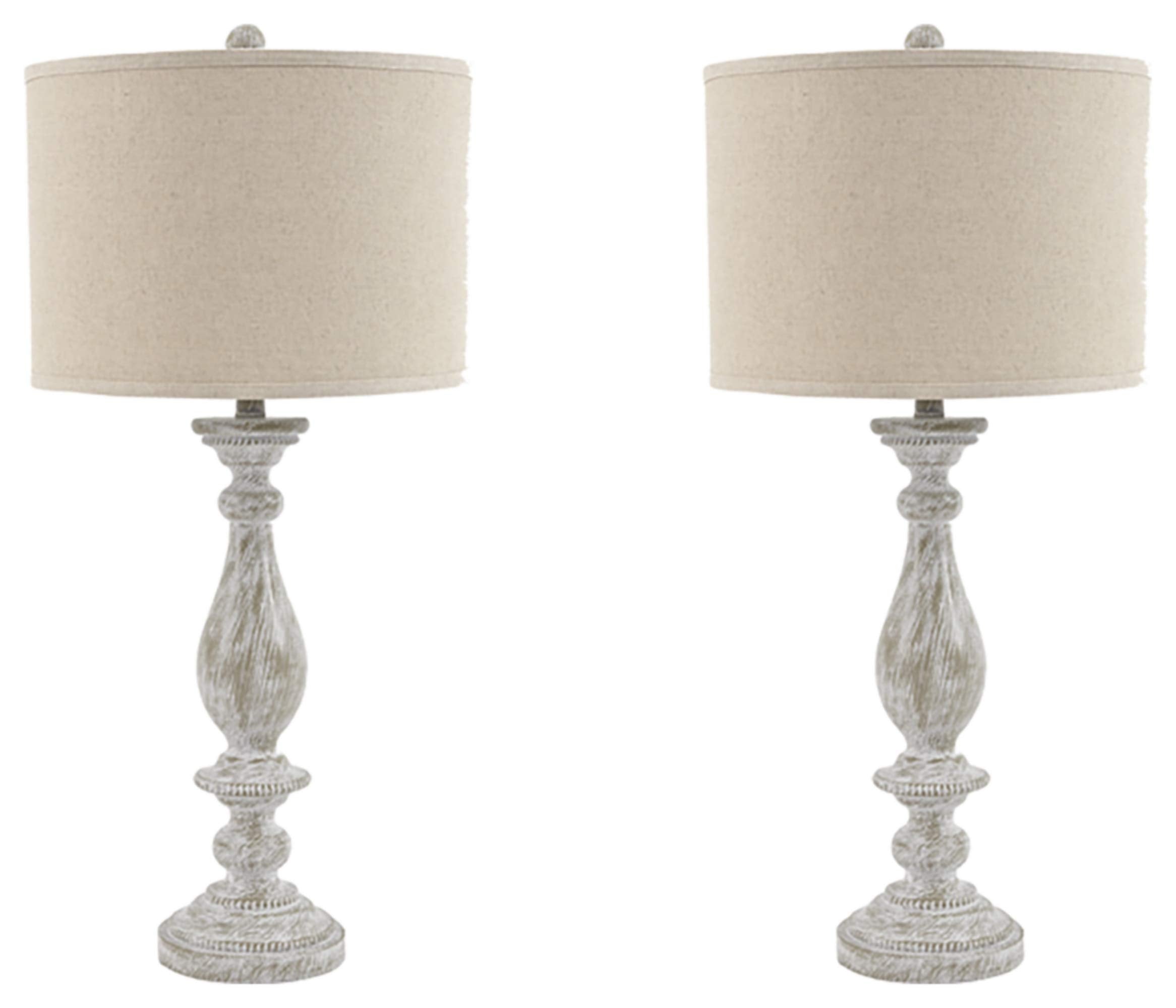 Signature Design by Ashley Table Lamp Set of 2, Cast Resin, White, Model L235344