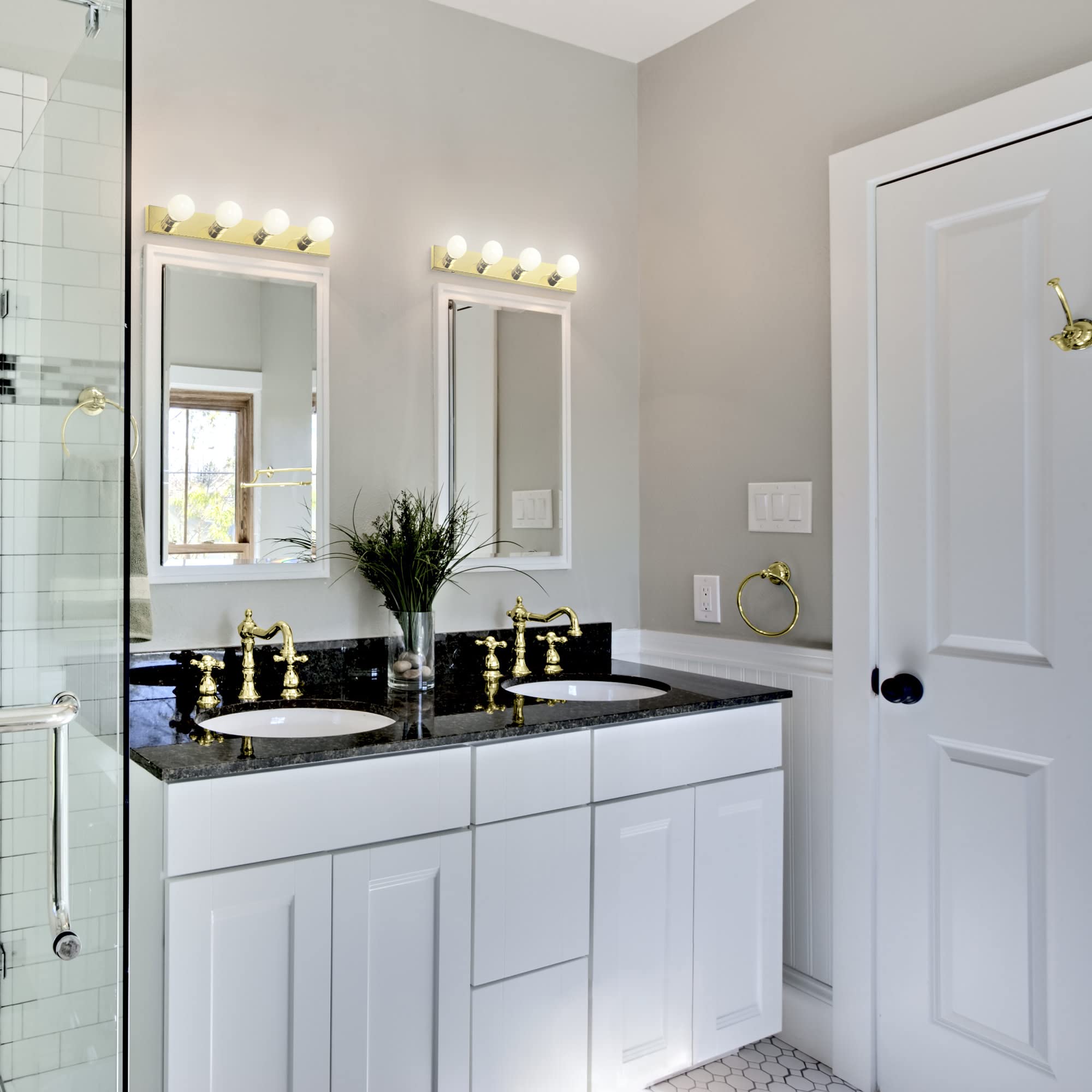 Design House 500868 Strip Light Contemporary Dimmable For Bathroom, Bedroom, Makeup Vanity, 4, Polished Brass