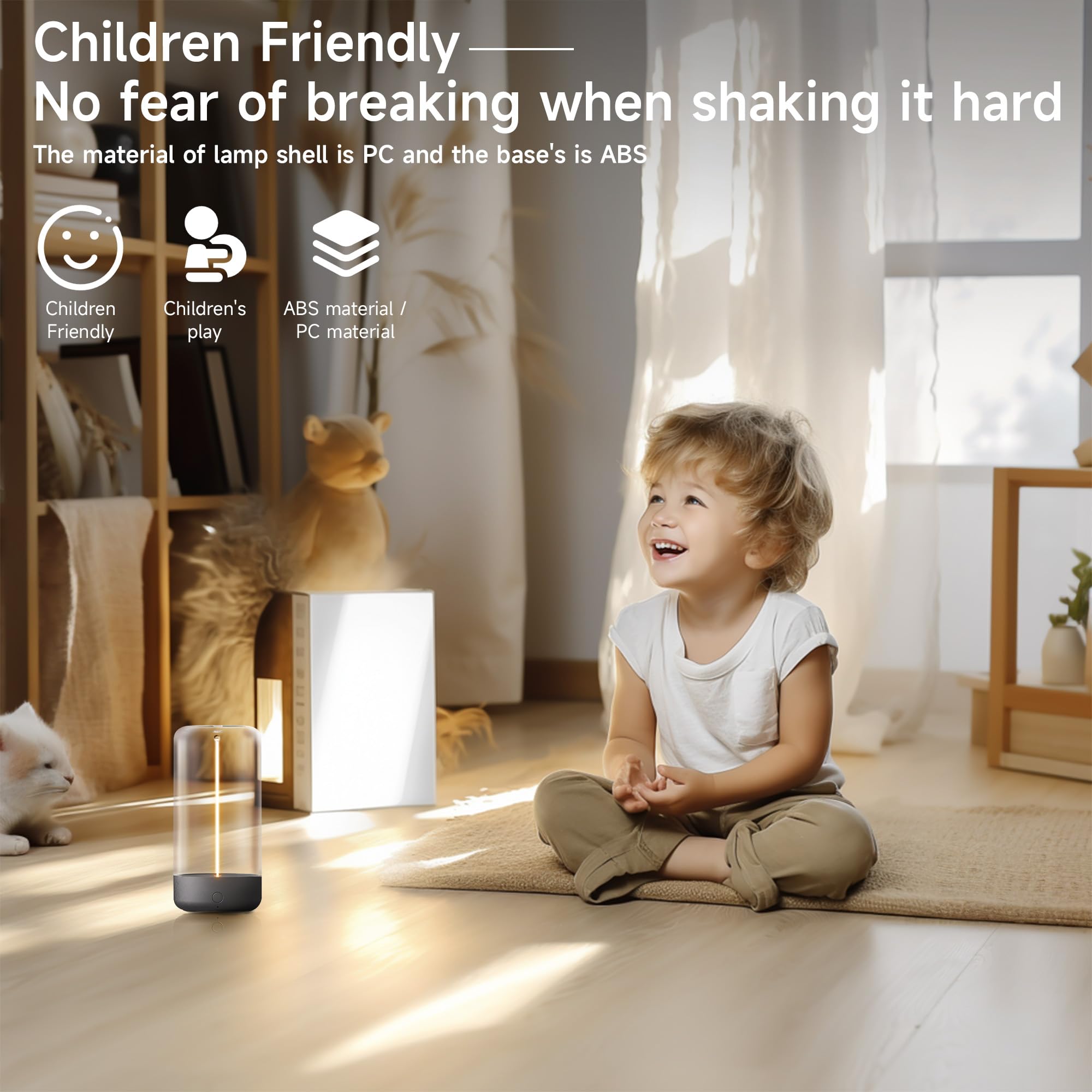 AUGE LIGHT Mini Minimalist LED Table Lamp - Cordless, Rechargeable, Gray, Model AGDSLWT2202 - Unique Ambient Lighting for Bedroom or Nursery