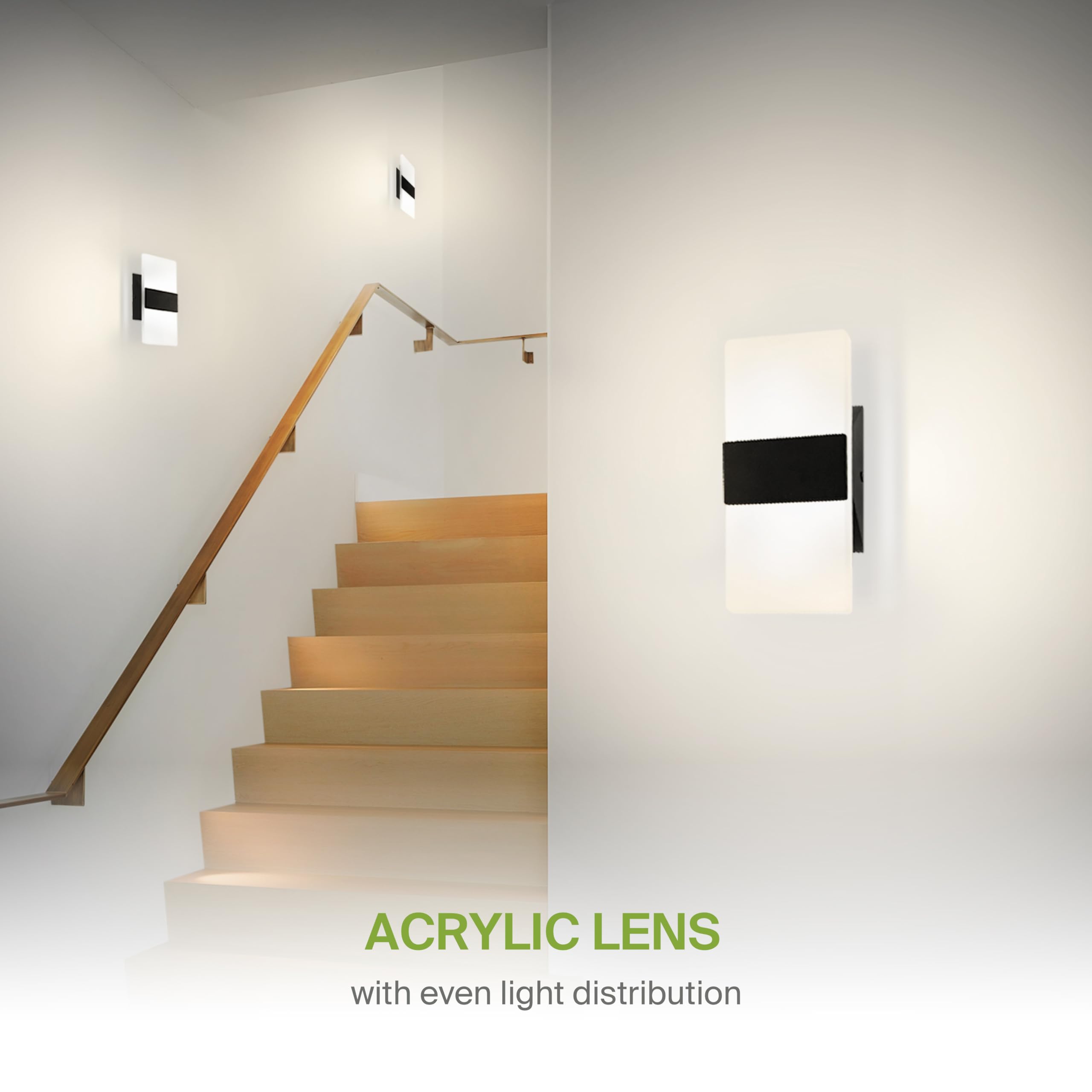 ASD LED Indoor Wall Sconce, Adjustable Dimmable 10W, 8 Inch, Matte Black, Model A-LWS12-8D10AC-BK, Acrylic Glass