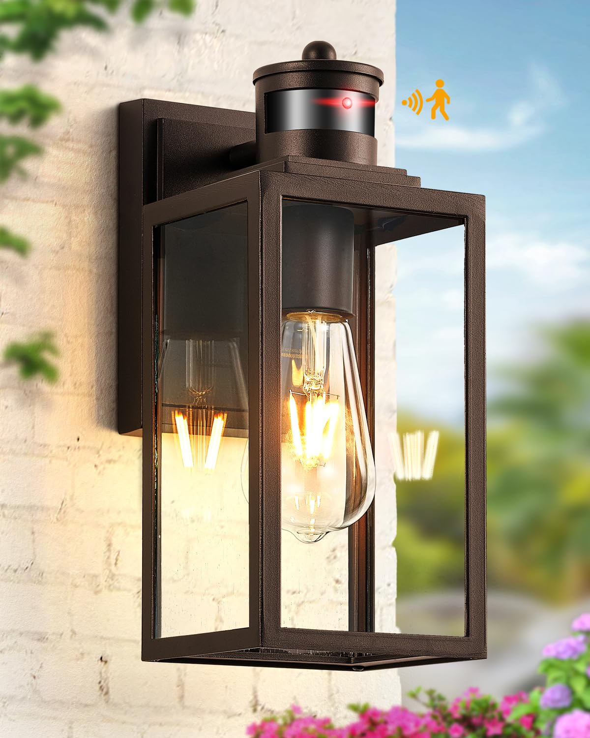 Vianis Motion Sensor Outdoor Wall Lights, Oil-Rubbed Bronze Dawn To Dusk Exterior Garage Light Fixtures, Aluminum Outside Porch Lights For House Wall Mount, Modern Outdoor Sconce Wall Lantern Lamps