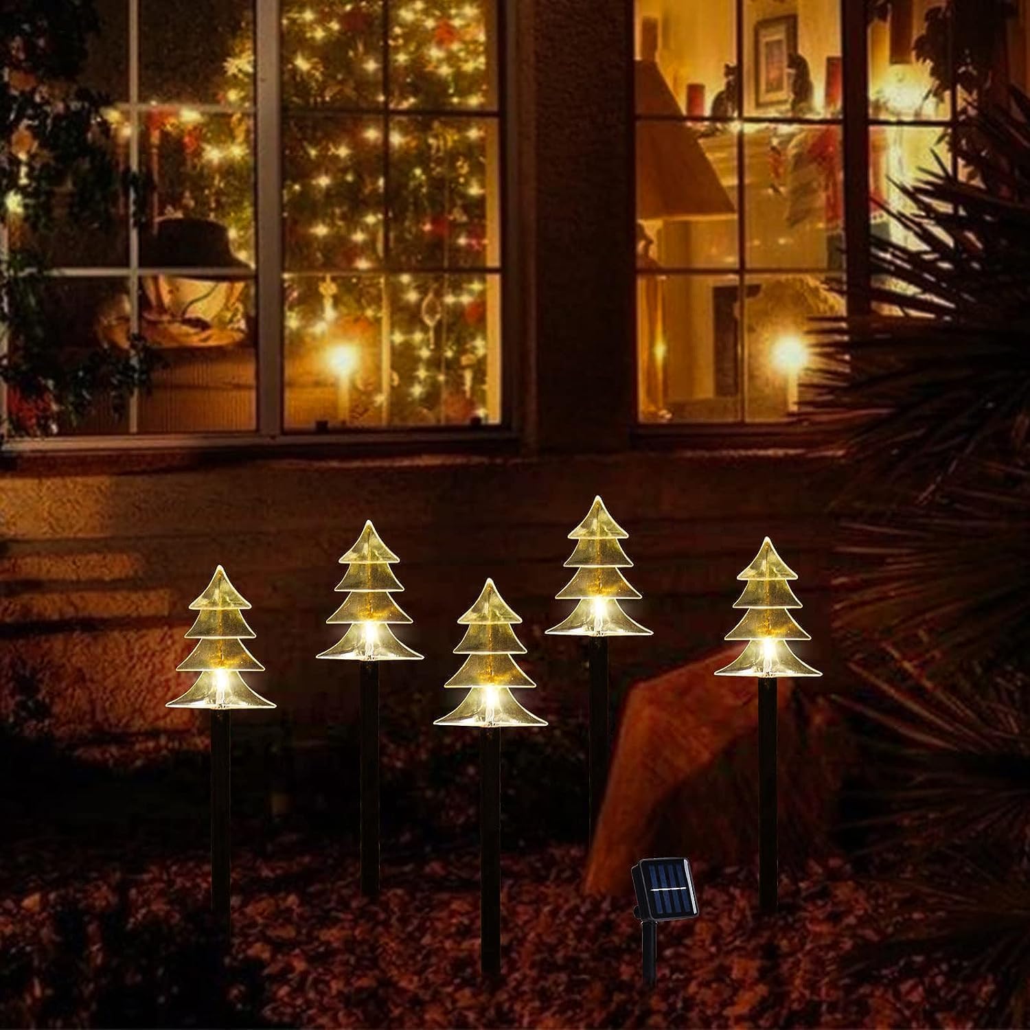 ILLUMINEW Outdoor Christmas Pathway Lights, Set of 10, Solar LED, Waterproof, Warm White, Model 01