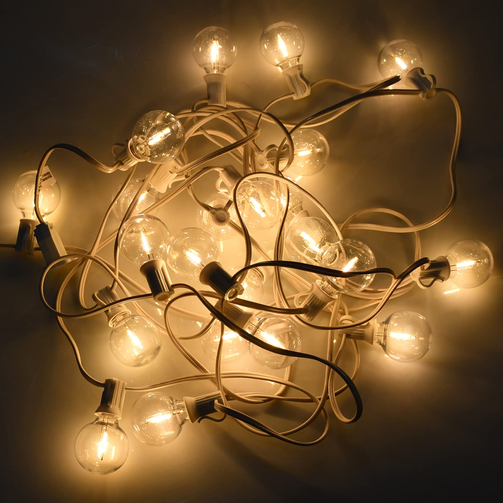 SUNSGNE LED Globe String Lights, 100Ft, Shatterproof, Waterproof, 52 Dimmable Bulbs, White, Connectable for Outdoor Use