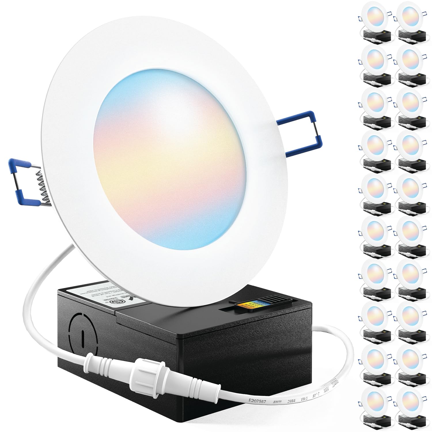 Sunco 20 Pack 4 Inch Led Recessed Lights, Canless Ceiling Light Slim, 650 Lm, 10W, Selectable Cct 2700K/3000K/4000K/5000K/6000K,